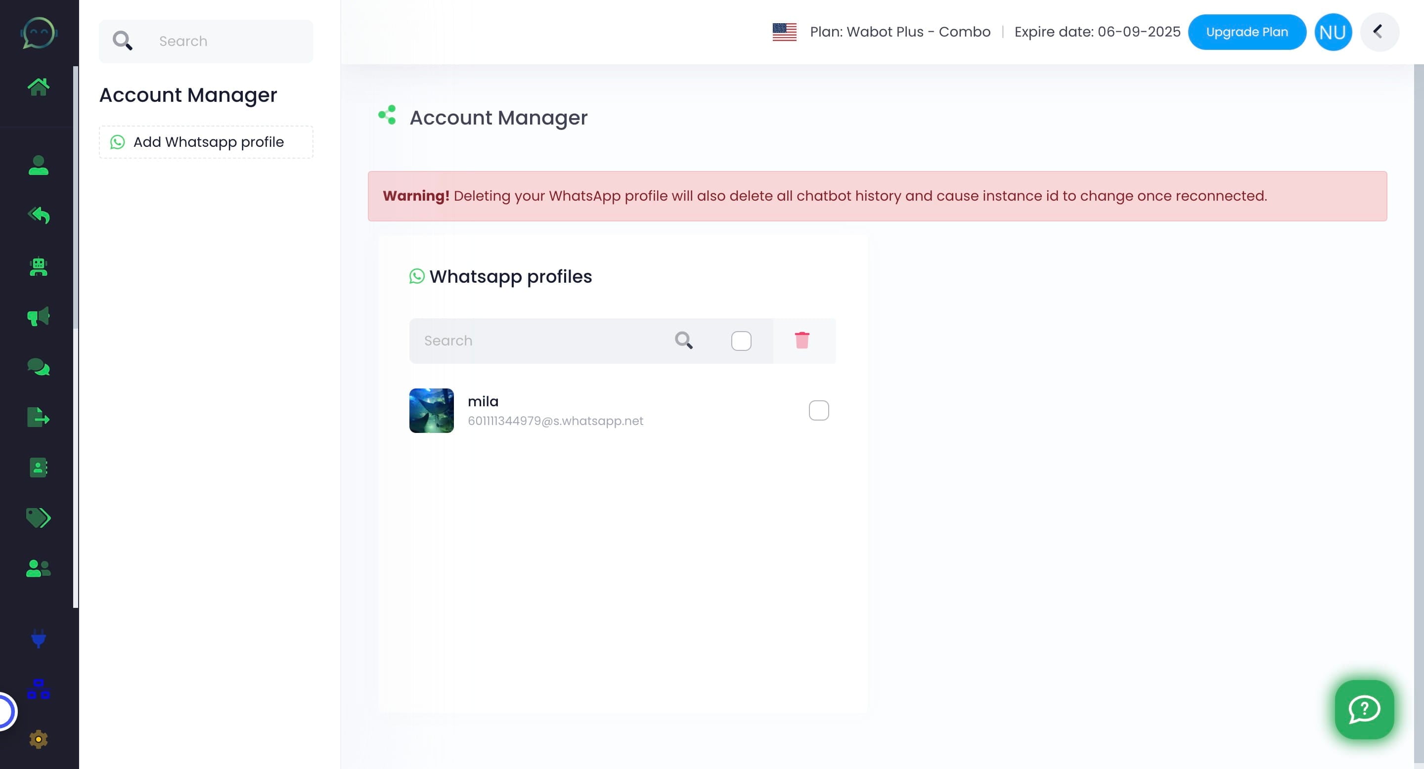 Once the new number and profile picture shown in Wabot, it means it has already been connected