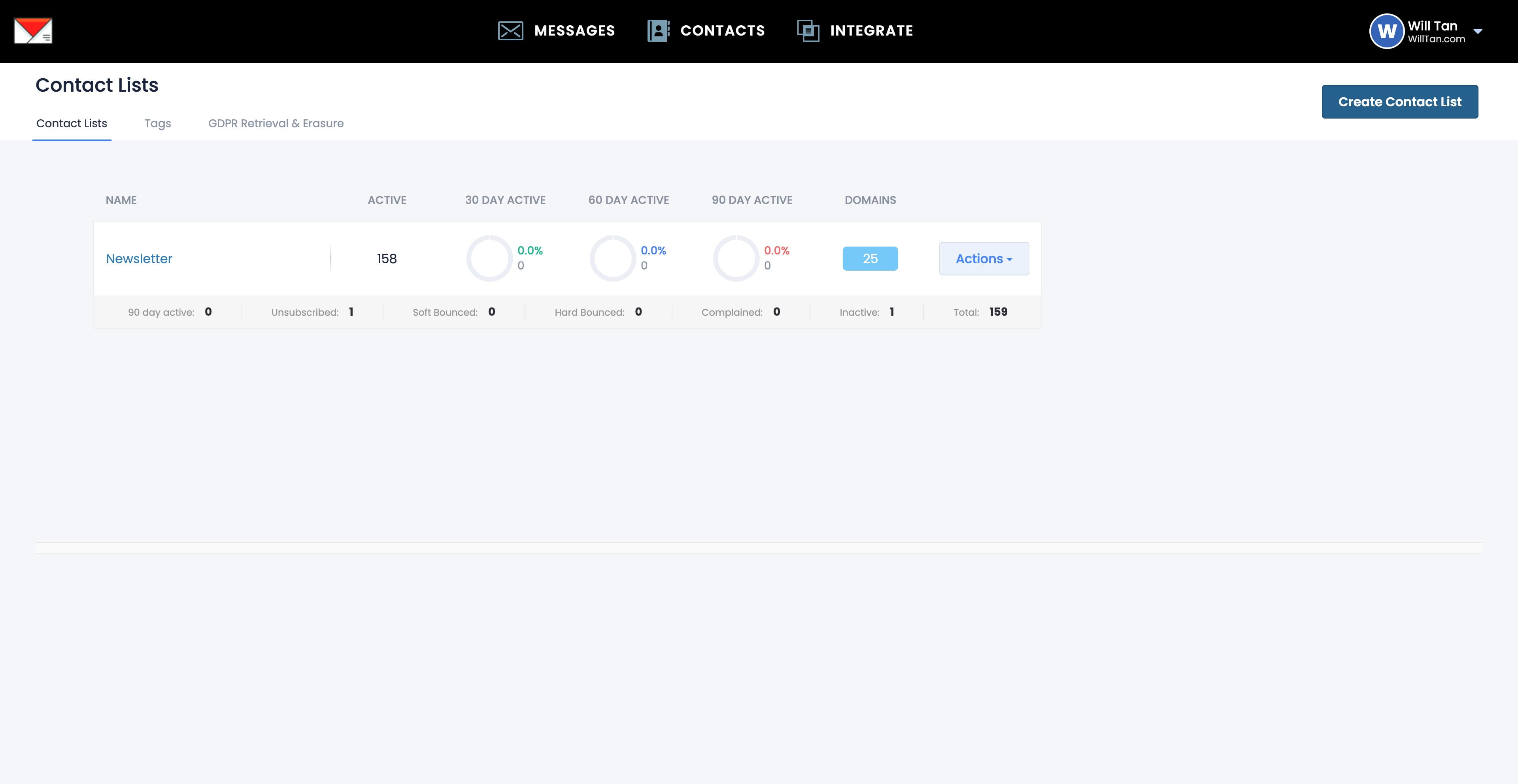 Click on "Create Contact List"