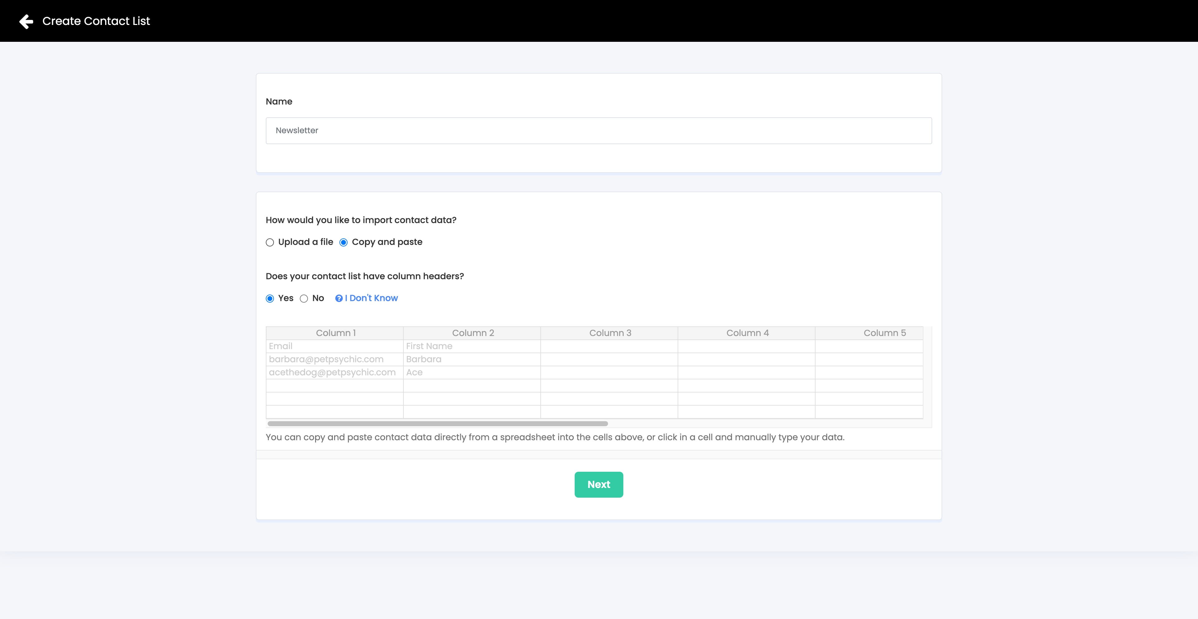 You can also "Copy and paste" your list here.