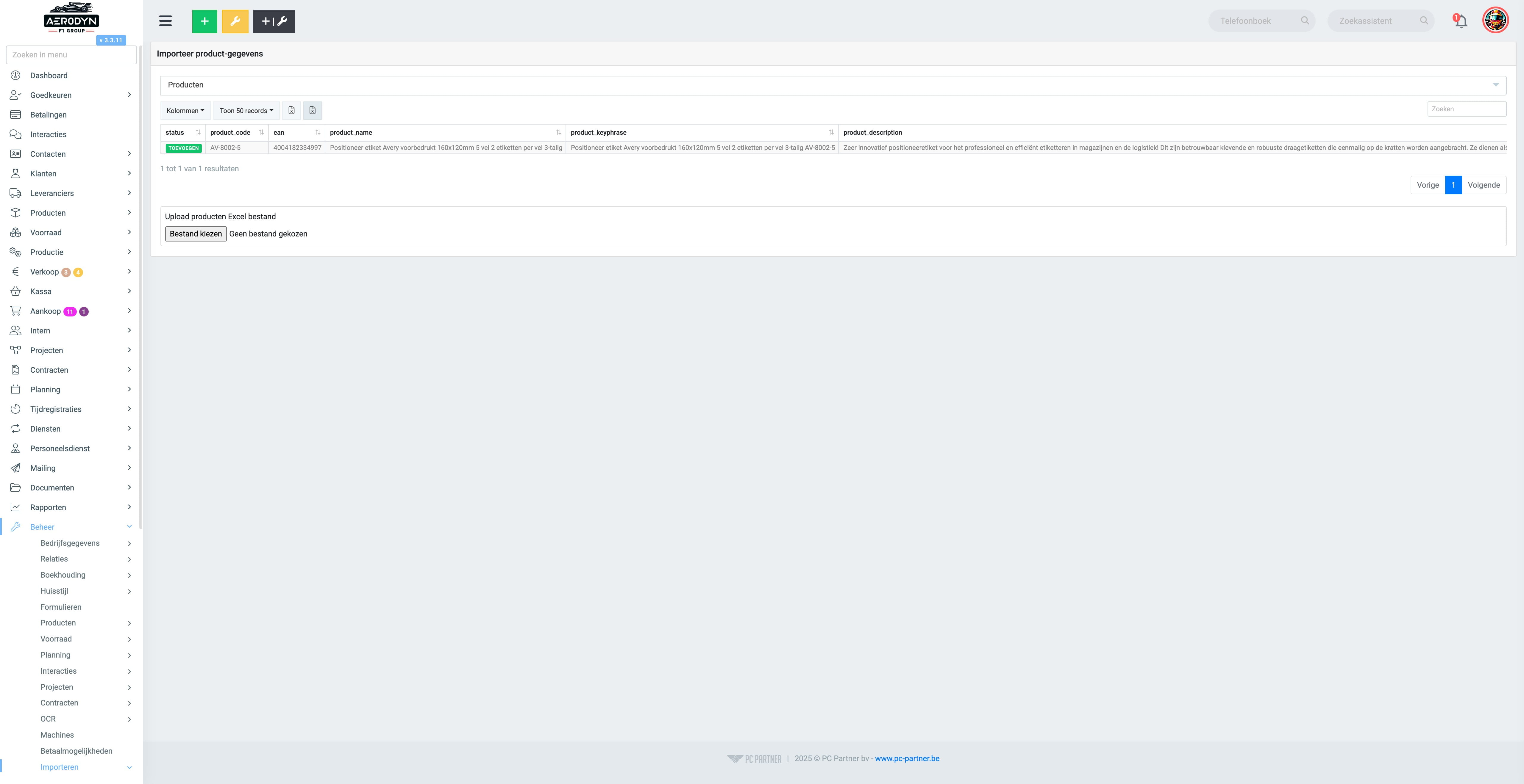 Klik op "Download een van te voren gevulde template" indien u een template wilt gebruiken om te importeren.
Klik op "Exporteer alle zichtbare rijen naar Excel" Indien u de huidige producten die nog in verwerking staan te exporteren. 