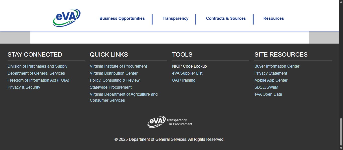 Scroll to the bottom and click on "NIGP Code Lookup"