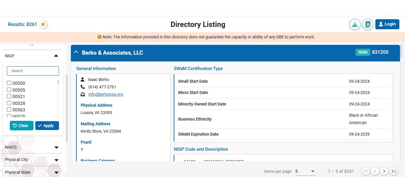 Here is where we type in our NIGP code from the eVA NIGP Code Lookup, or paste our copied code.