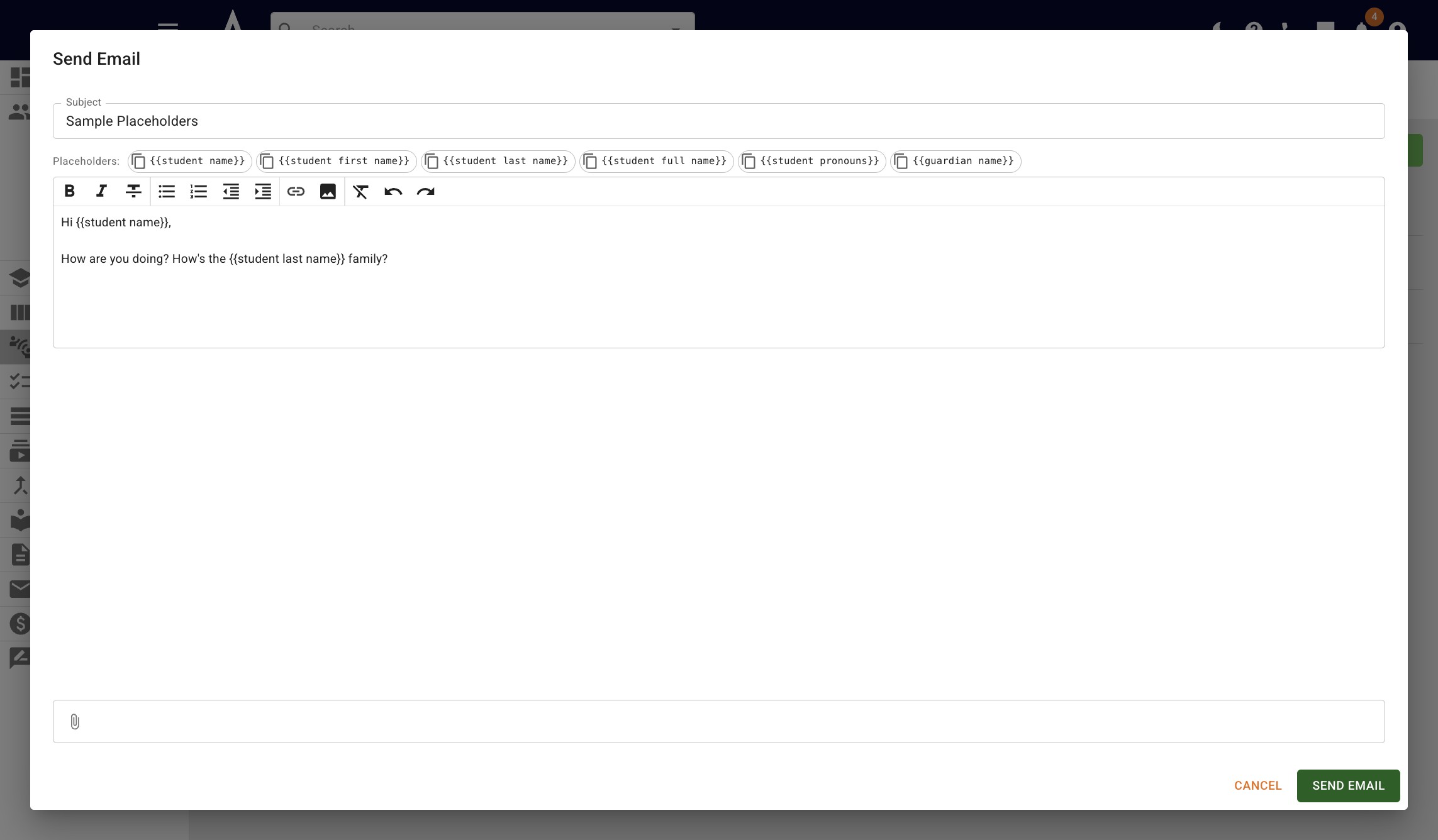 Click on **Send Email**