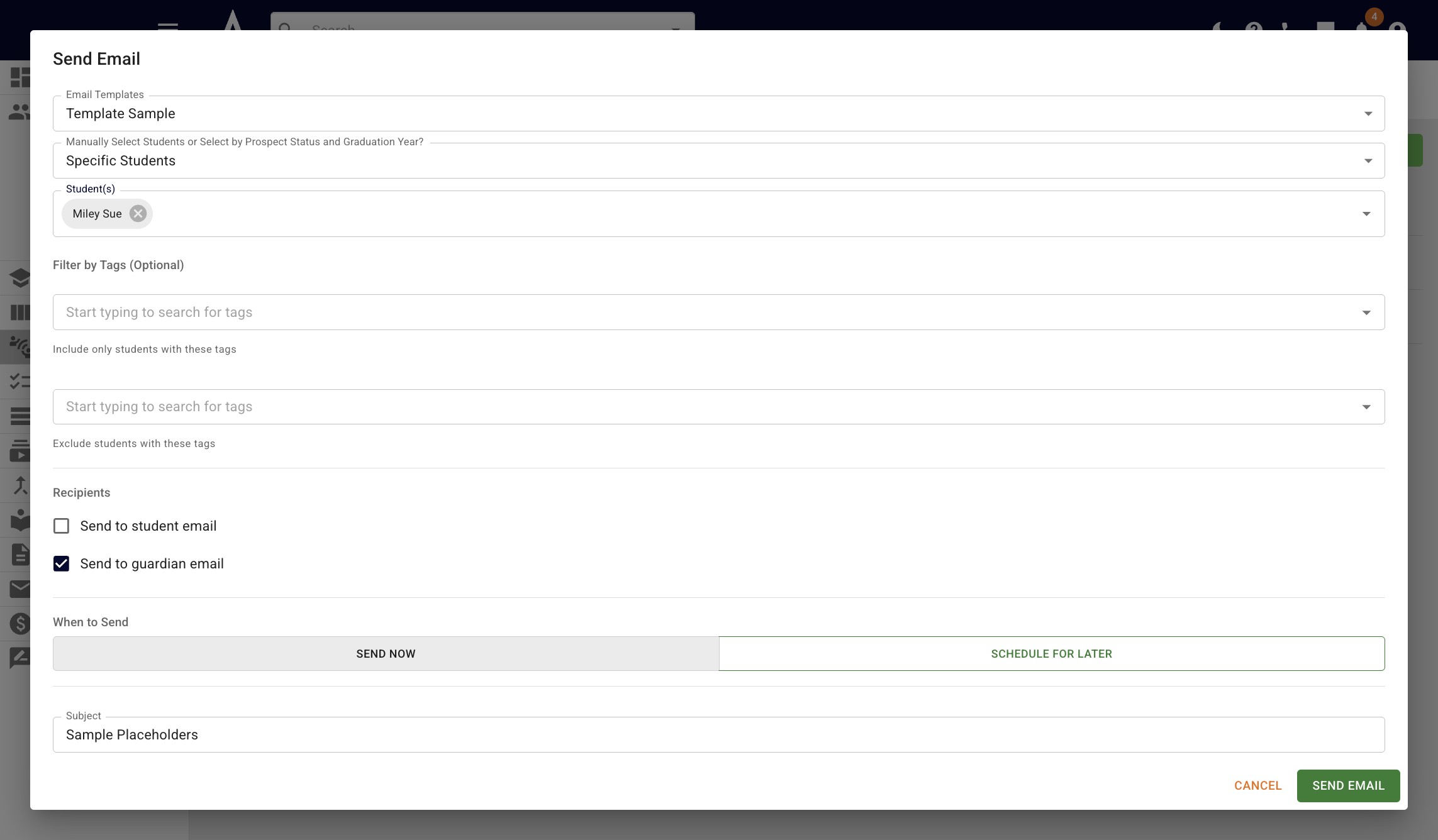 Choose the applicable recipient(s)