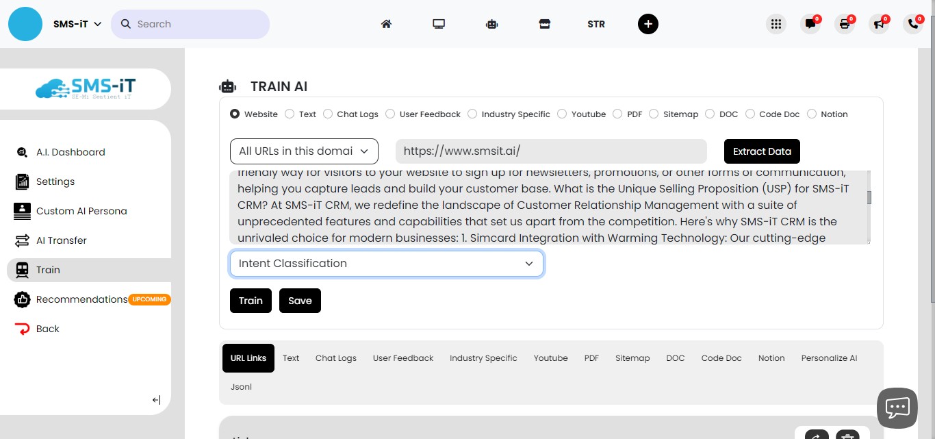 **Intent Classification:**

**Purpose:** To categorize user inputs into predefined intents or actions.
**Process:**

Analyzes text data to identify patterns and key phrases associated with specific intents.
Groups similar queries or commands into distinct categories.


**Training focus:**

Teaching the model to recognize various ways users might express the same intent.
Building a robust set of intents that cover the range of user requests.


**Use case:**

Ideal for creating chatbots or AI assistants that need to understand and respond to specific user requests.
Helps in automating responses to common queries or actions.