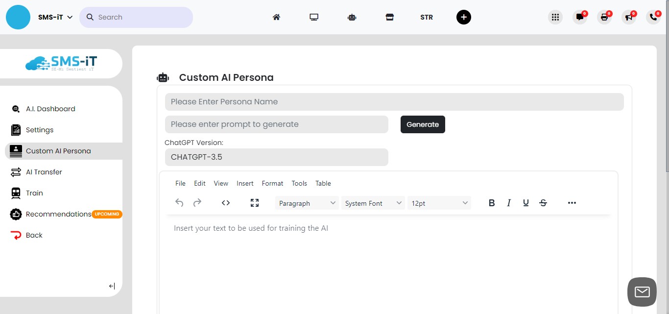 **SMS-iT offers flexibility in AI model selection:**
     - Choose from ChatGPT versions 3.5, 4, or 4o
    - Claude AI is also available as an option (coming soon)
         - SMS-iT uses a BYOK (Bring Your Own Key) model
           - Enter your GPT API key for access
This approach provides more options and can help reduce costs