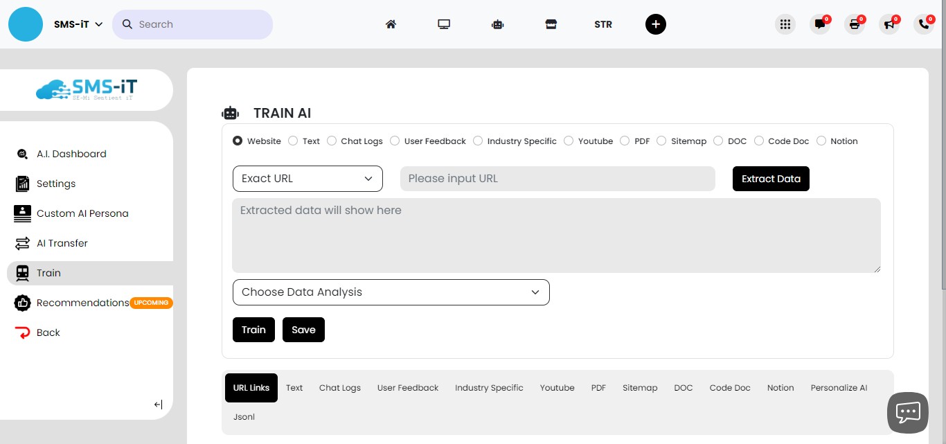 **Website Data Extraction:**

Add exact URL for specific page extraction
Add domain for extraction from all URLs within the domain