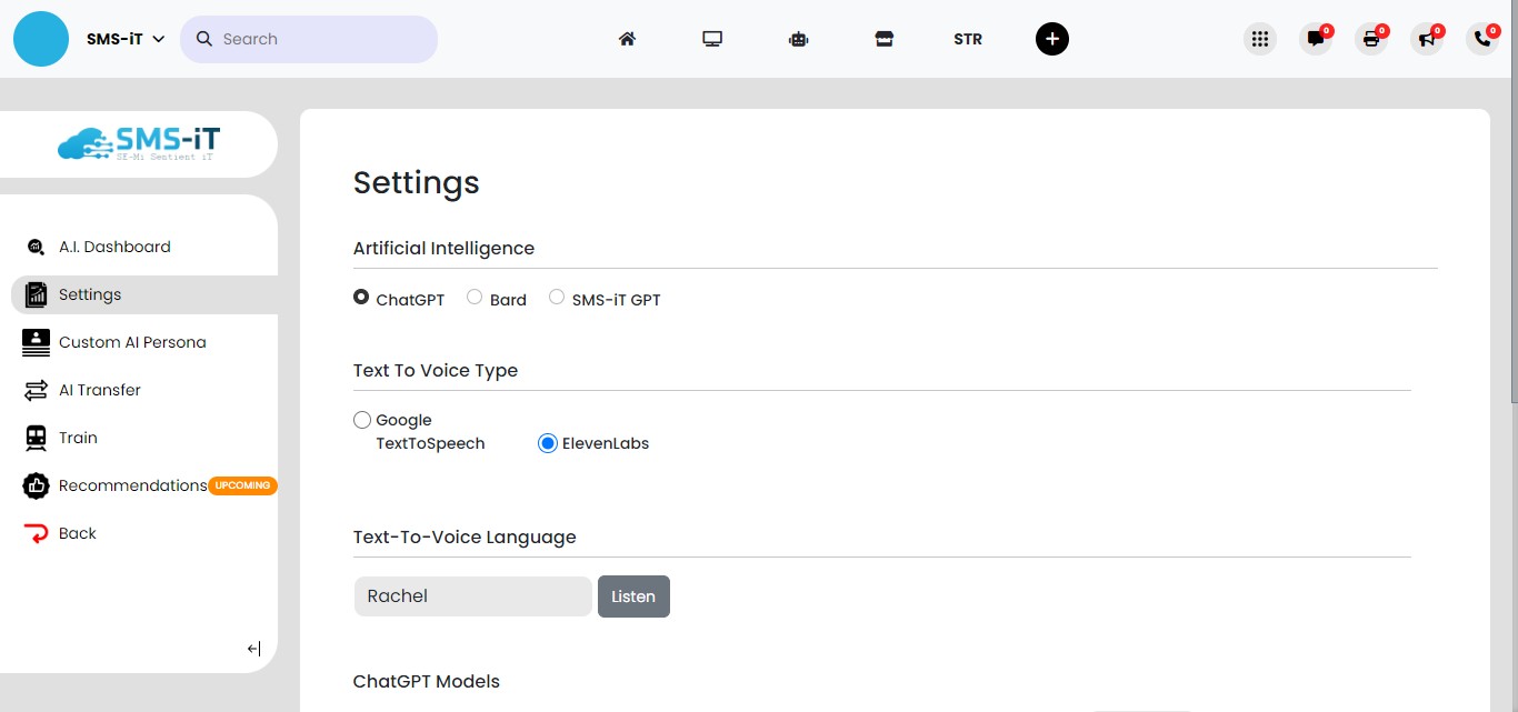 **"Choose your AI model, text"**
Select your preferred settings:
        - AI model
       - Text-to-voice type (ElevenLabs recommended)
          - Text-to-voice language
       - Voice model