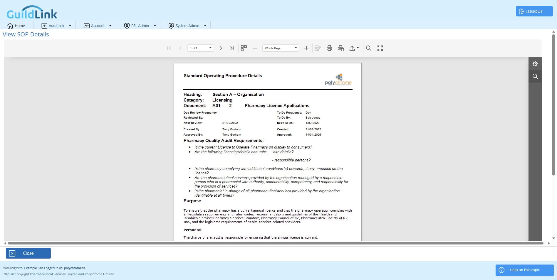 Choose any SOP and click Preview One to view that SOP
