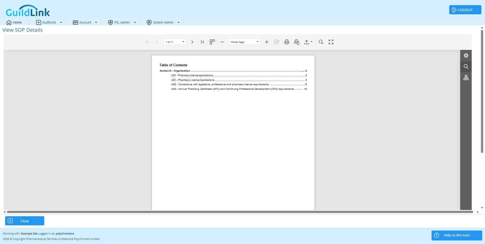 Now we have just that heading and a table of contents as well - this makes navigation easier