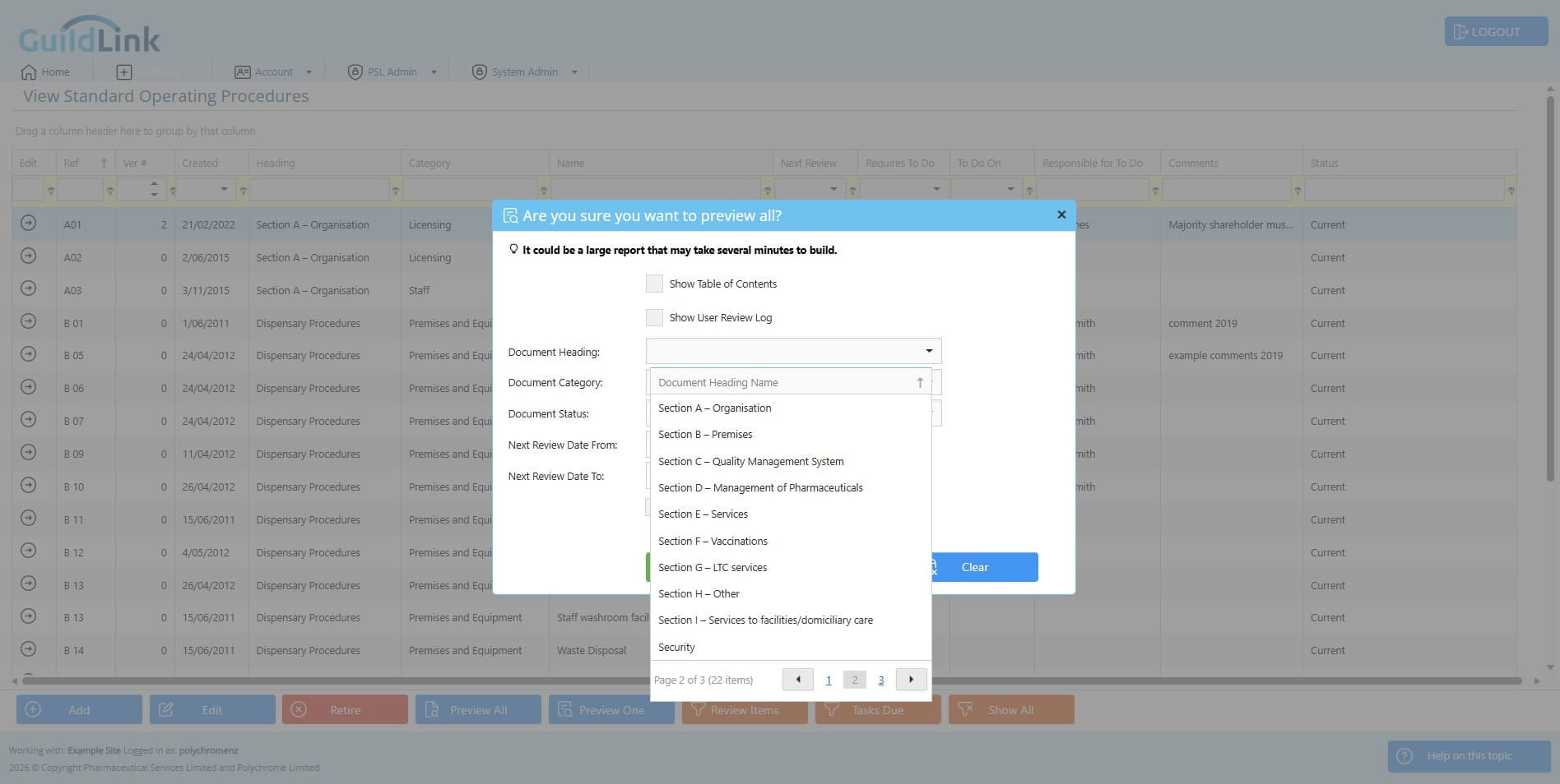 Click on "Section A – Organisation"