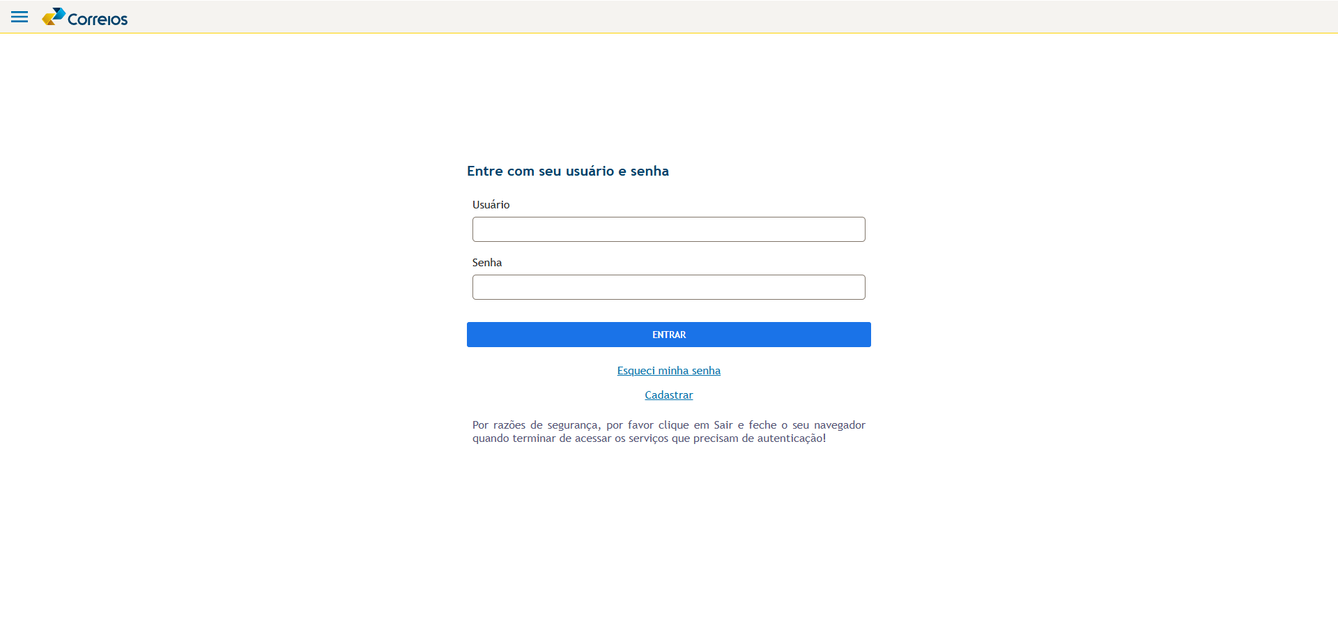 Acesse o Portal dos Correios.