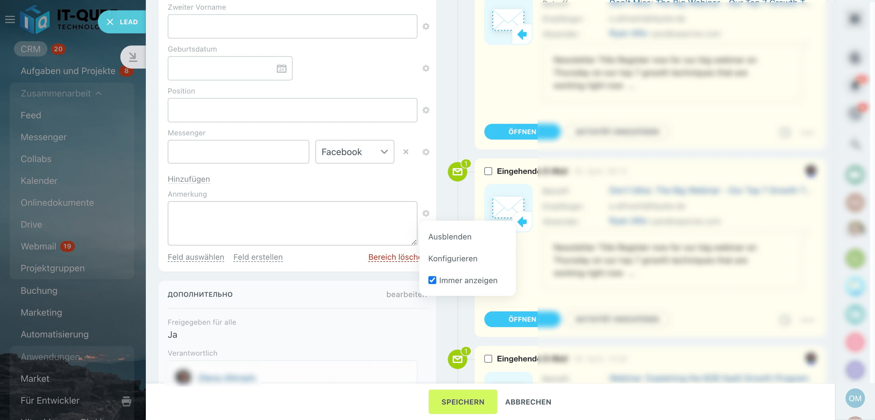Click on "Speichern"