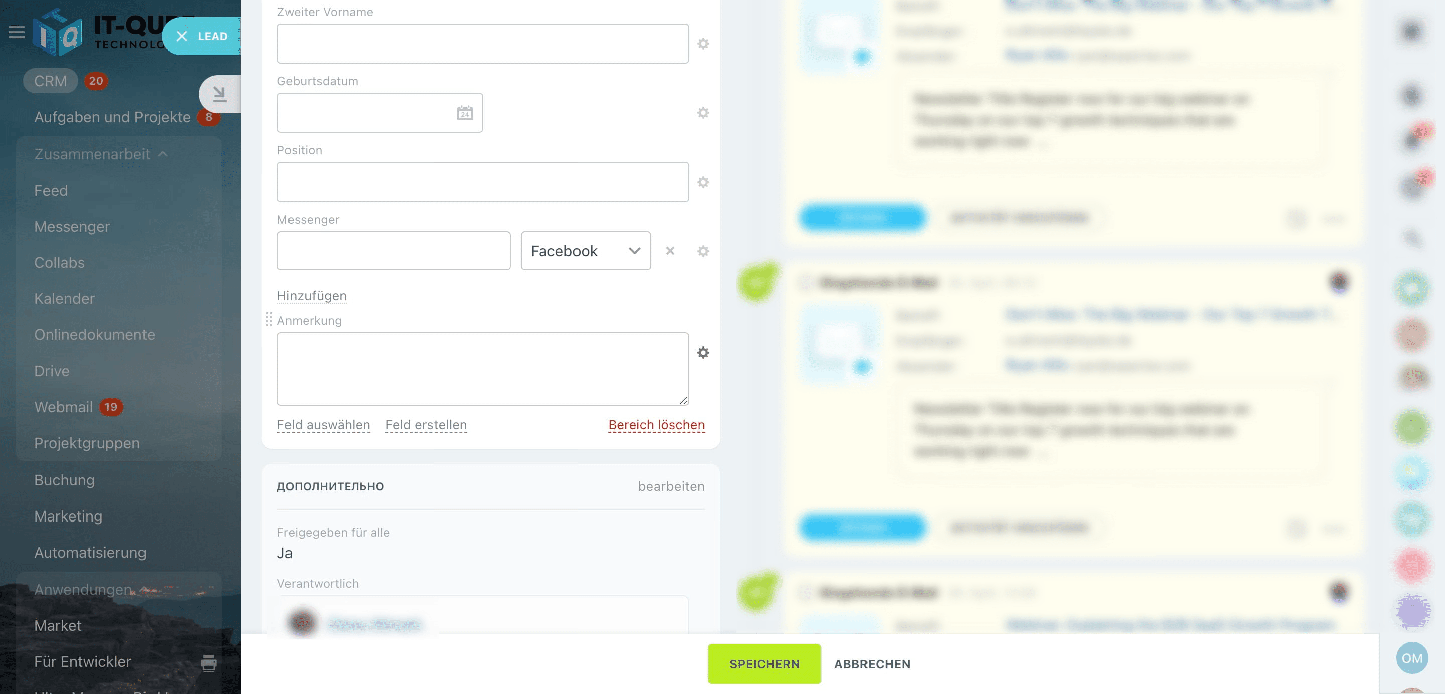 Klicken Sie neben dem Feld auf „Einstellungen“.