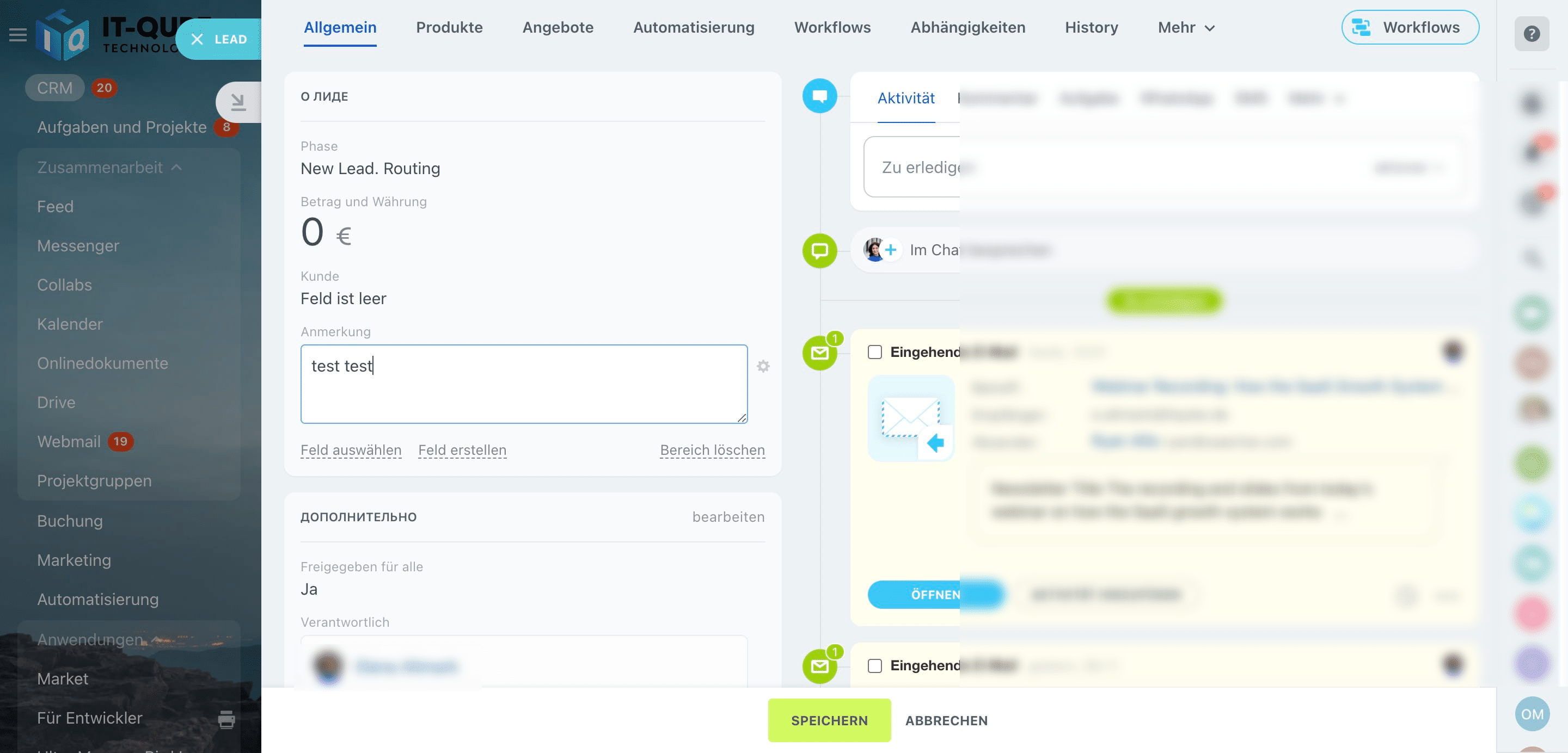 Click on "Speichern"