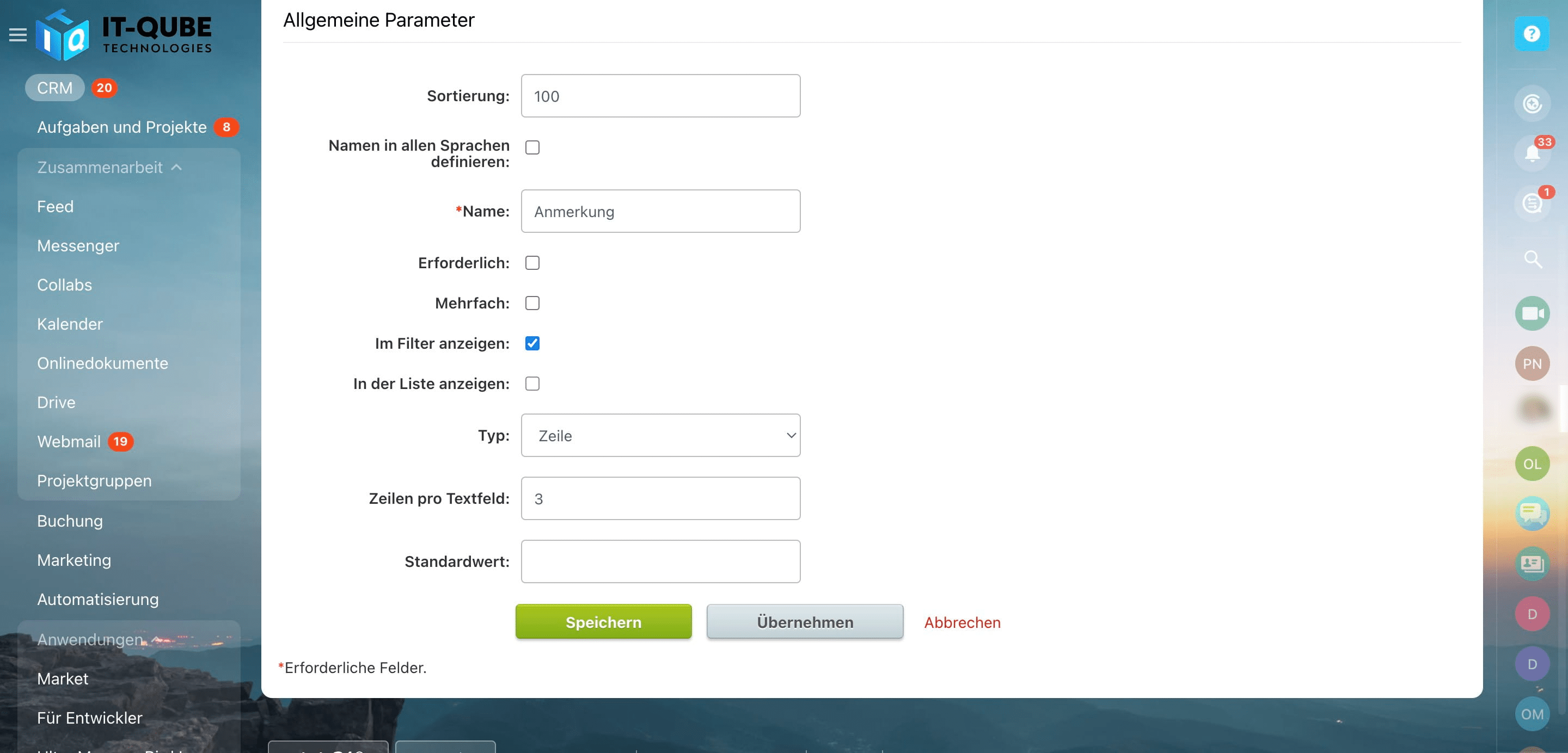 Klicken Sie auf „In Liste anzeigen“, wenn das Feld in der Leads-Liste angezeigt werden soll.
