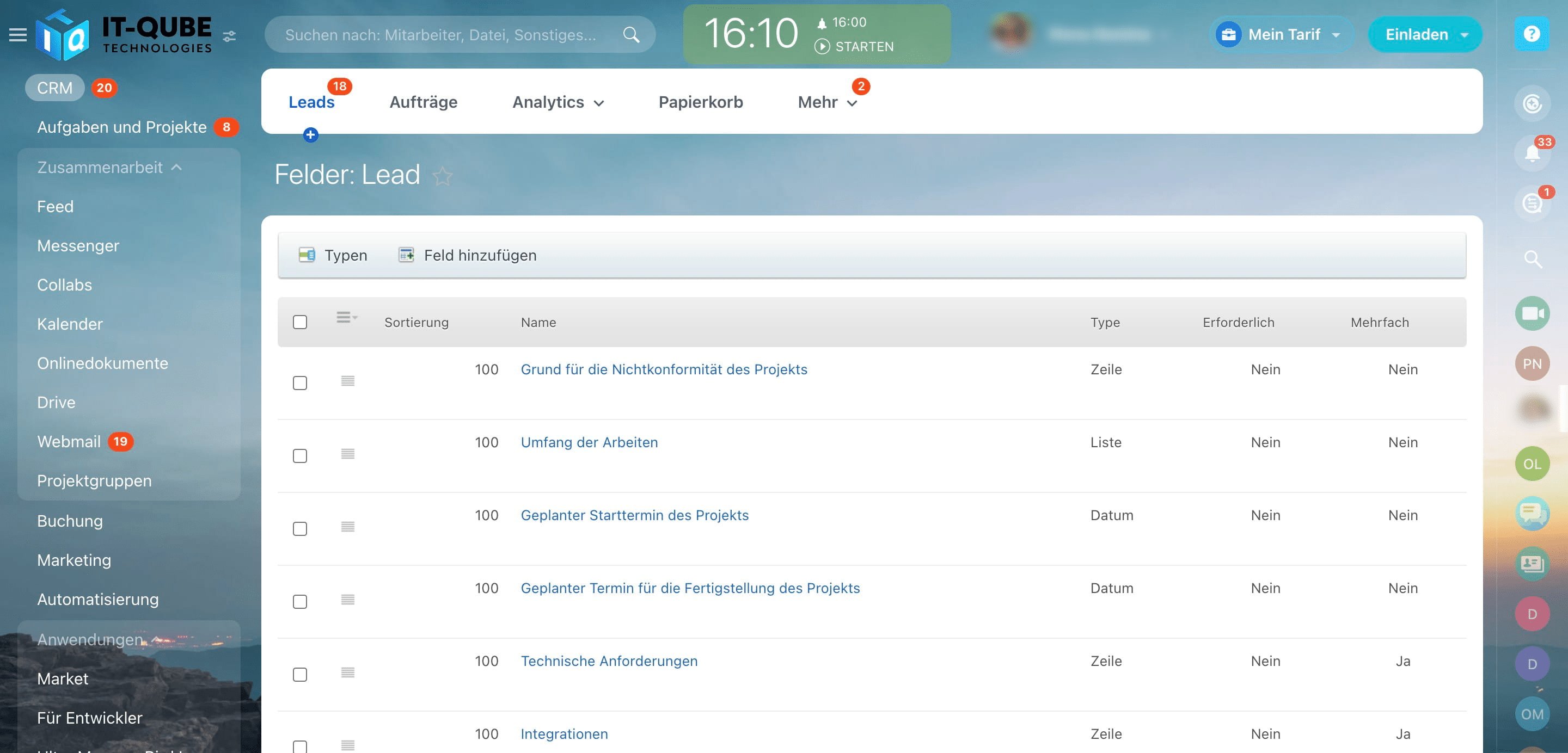 Klicken Sie auf „Leads“