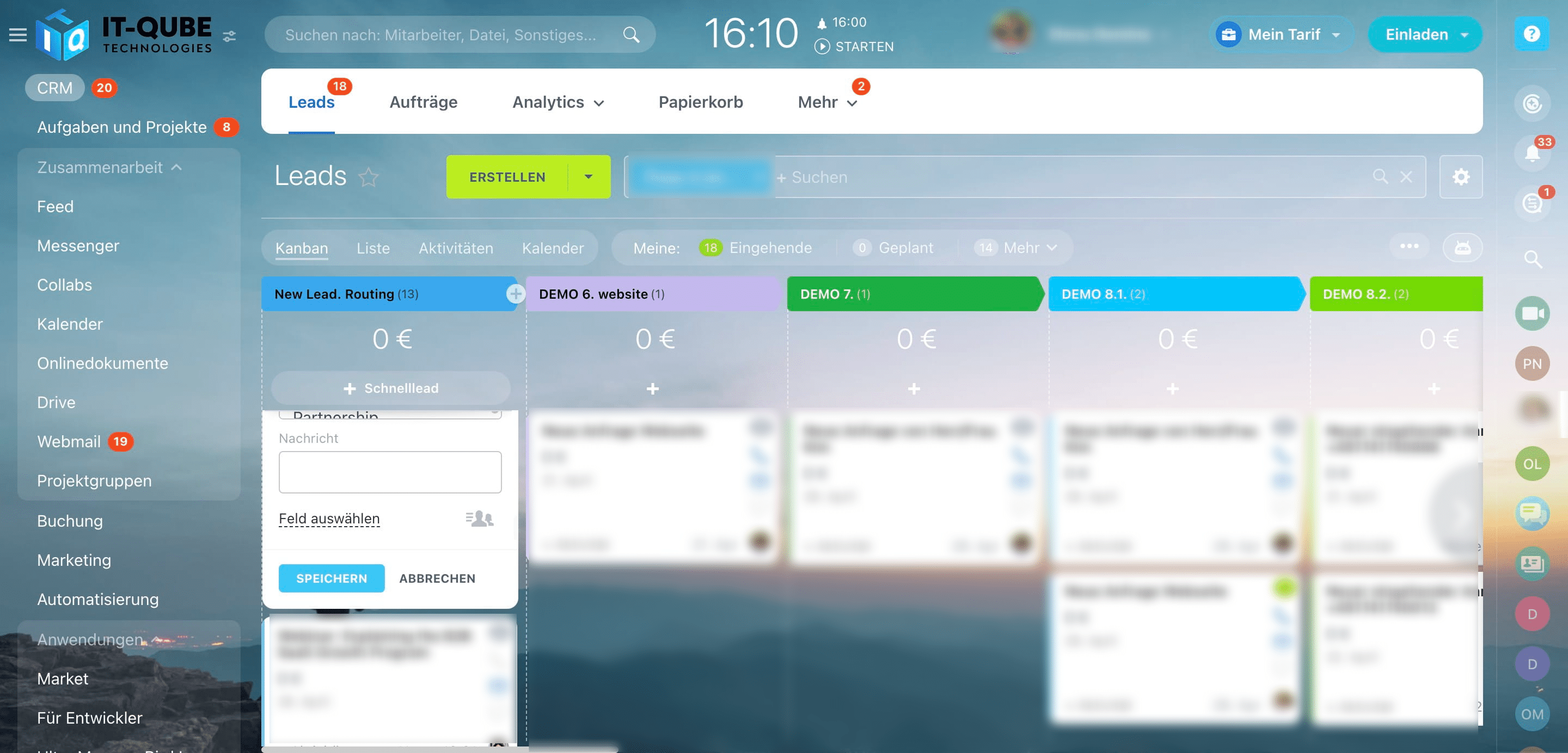 Click on "Feld auswählen"