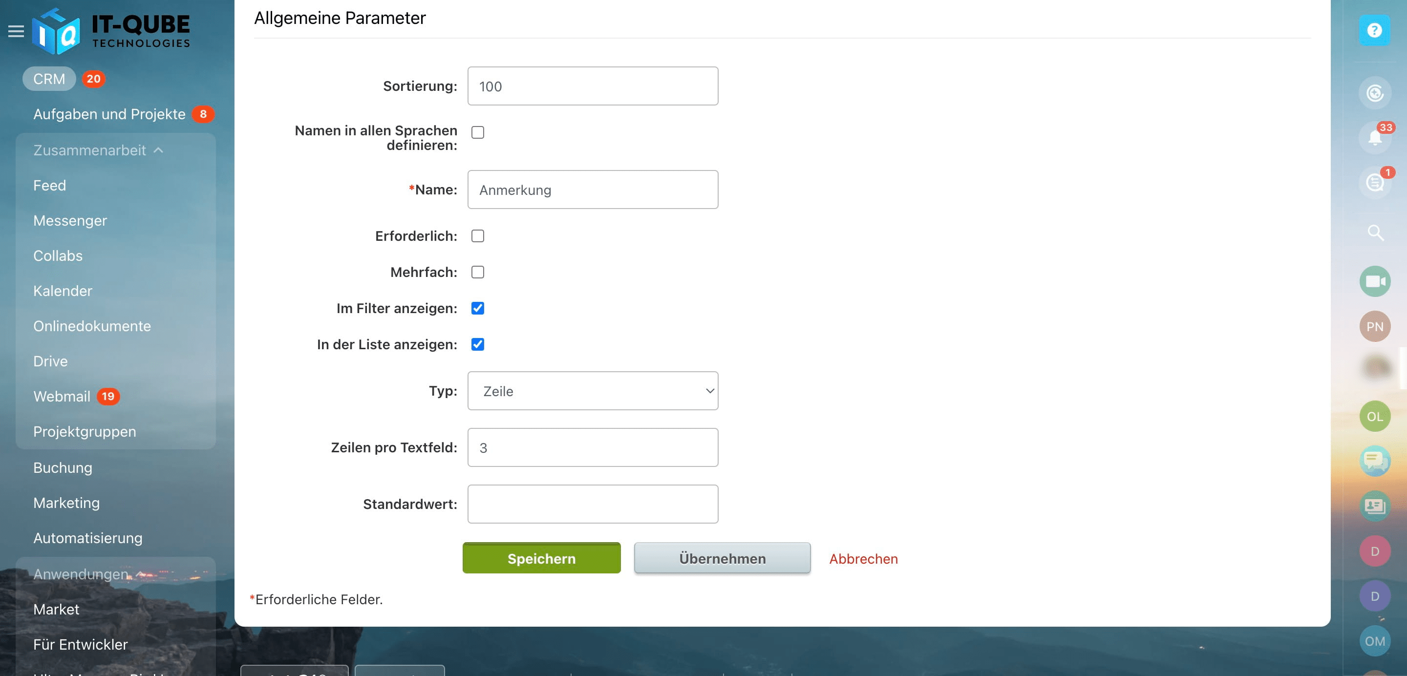 Änderungen speichern: click on "Speichern".