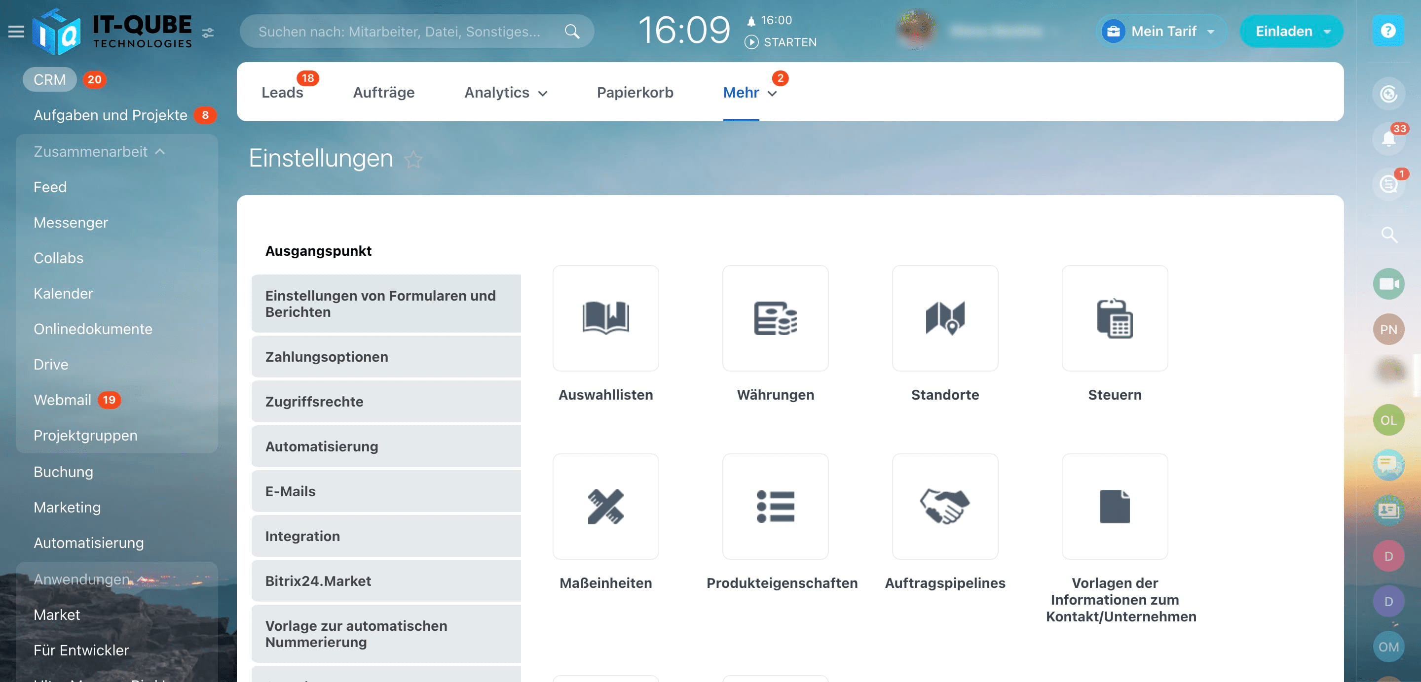 Click on "Einstellungen von Formularen und Berichten"