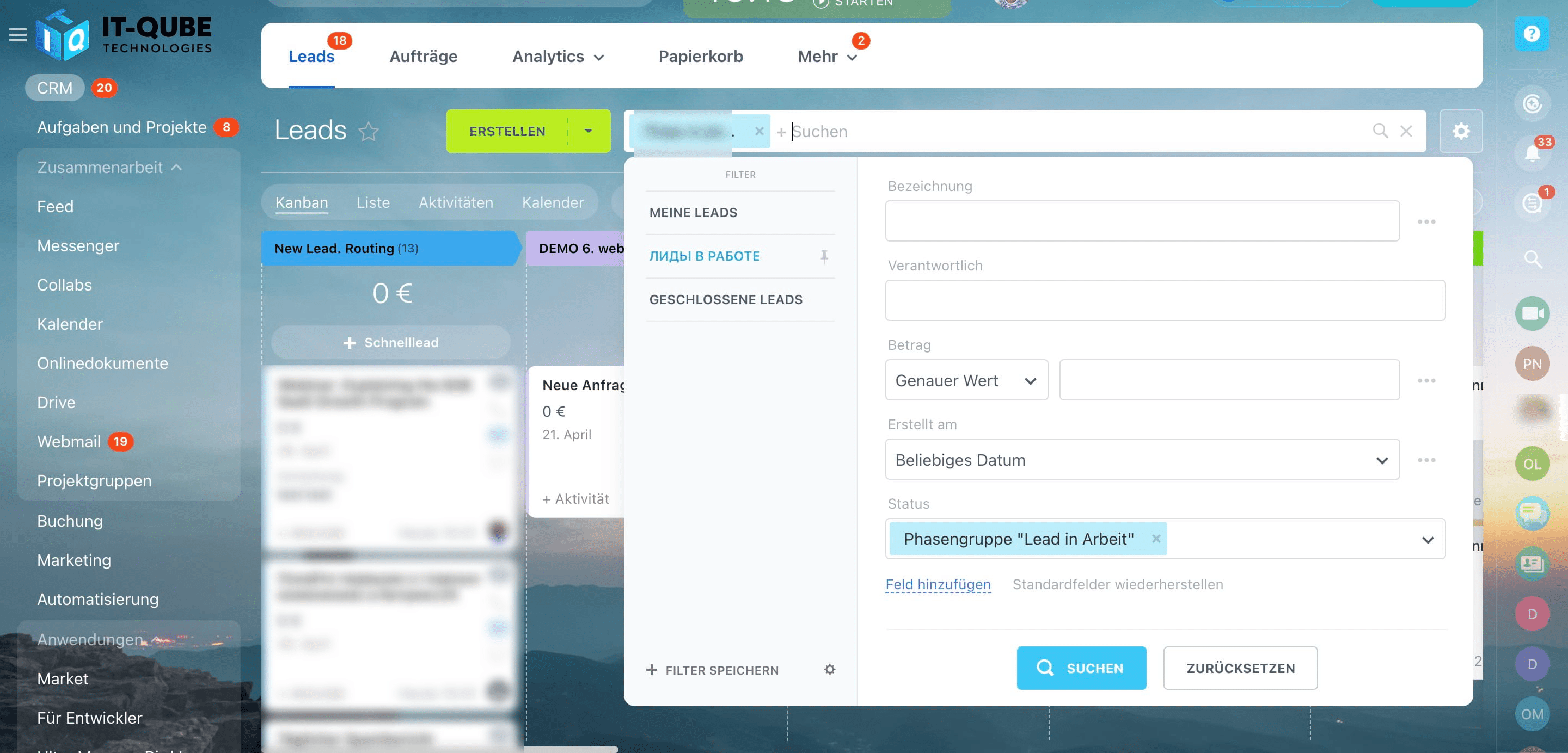 Click on "Feld hinzufügen"