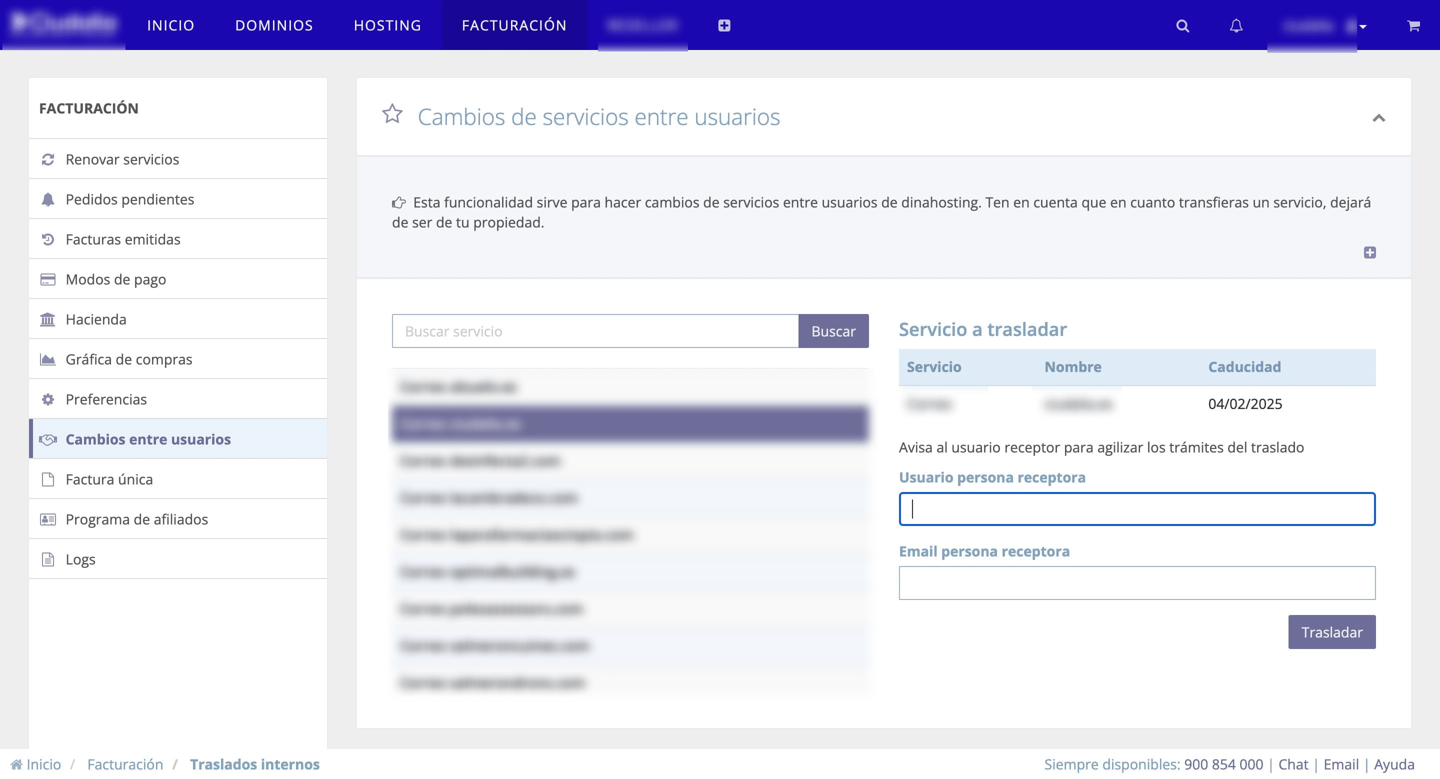 Introduce como usuario receptor "ciudalia" y como email de receptor "info@ciudalia.com"