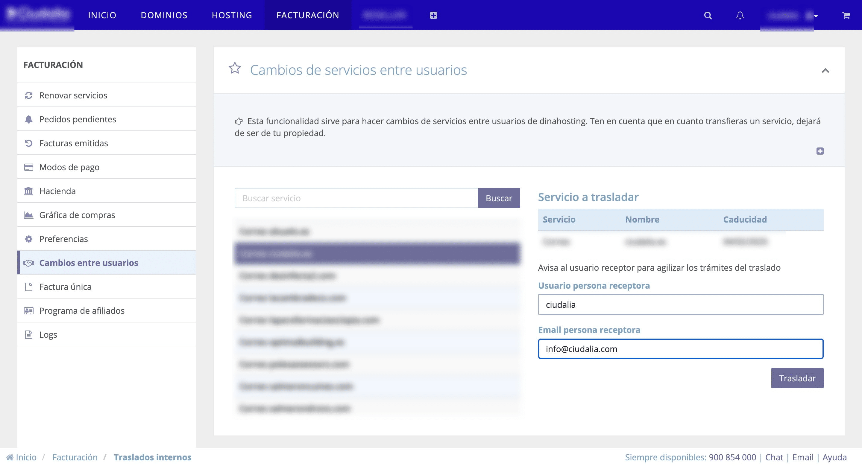 Haz click en "Trasladar"