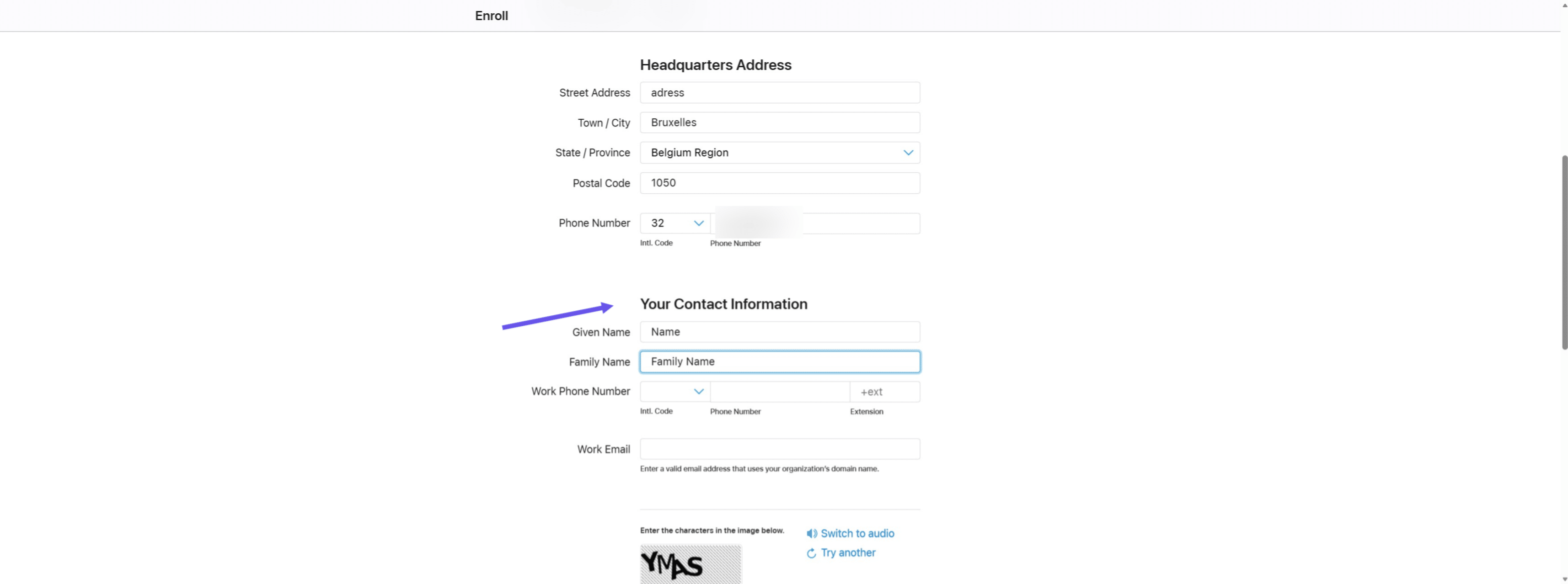 Complétez les informations de contact demandées puis validez votre demande de création de numéro D-U-N-S®.