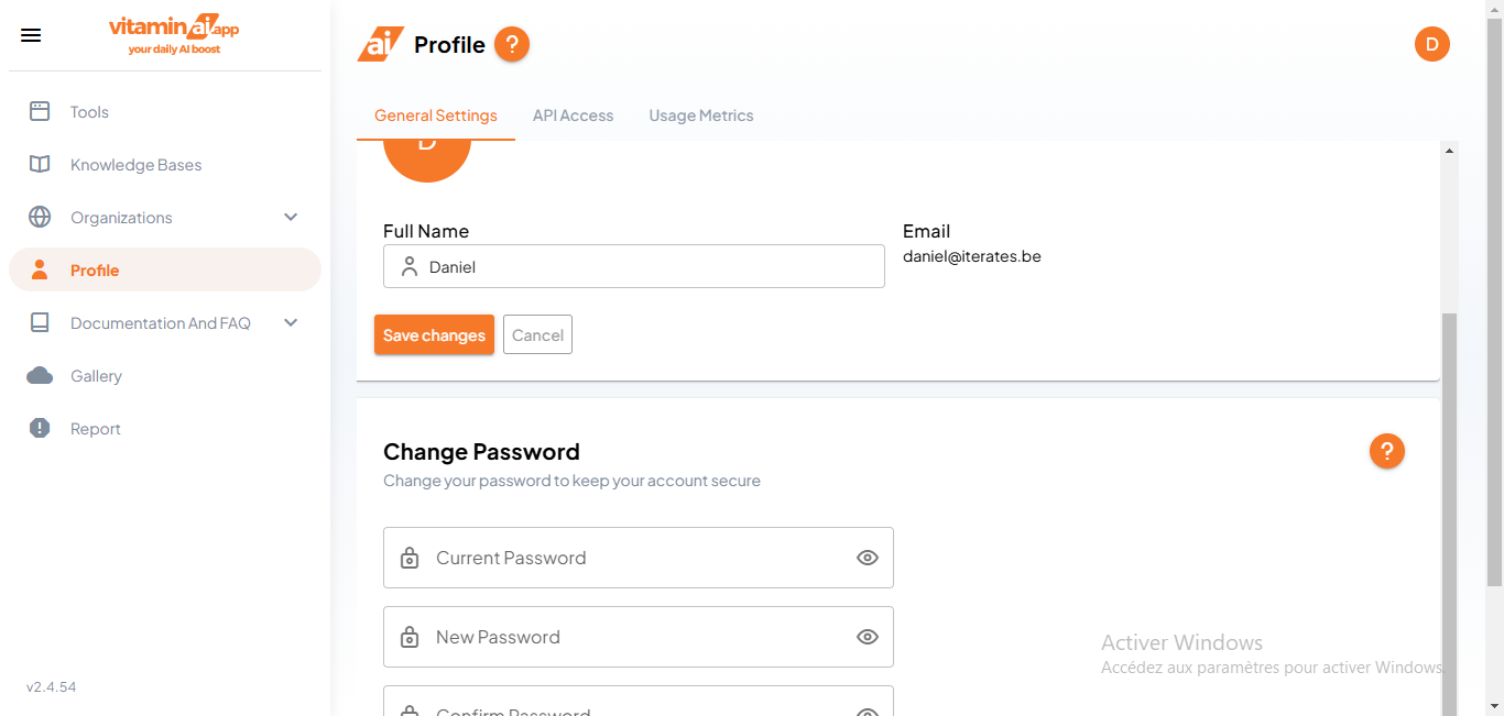 Enter your current password