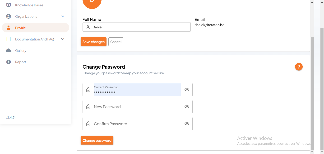 Enter the new desired password