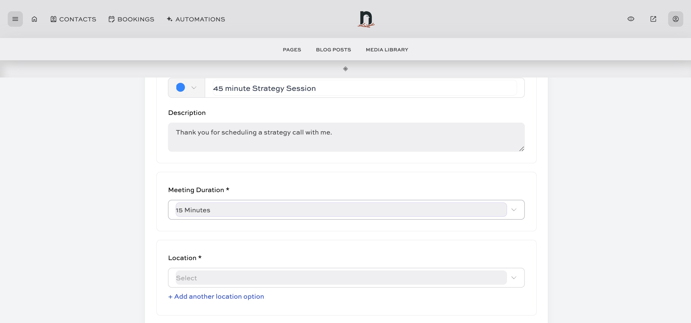 Add a description. This will appear on the calendar itself, so it's good to keep it brief. 