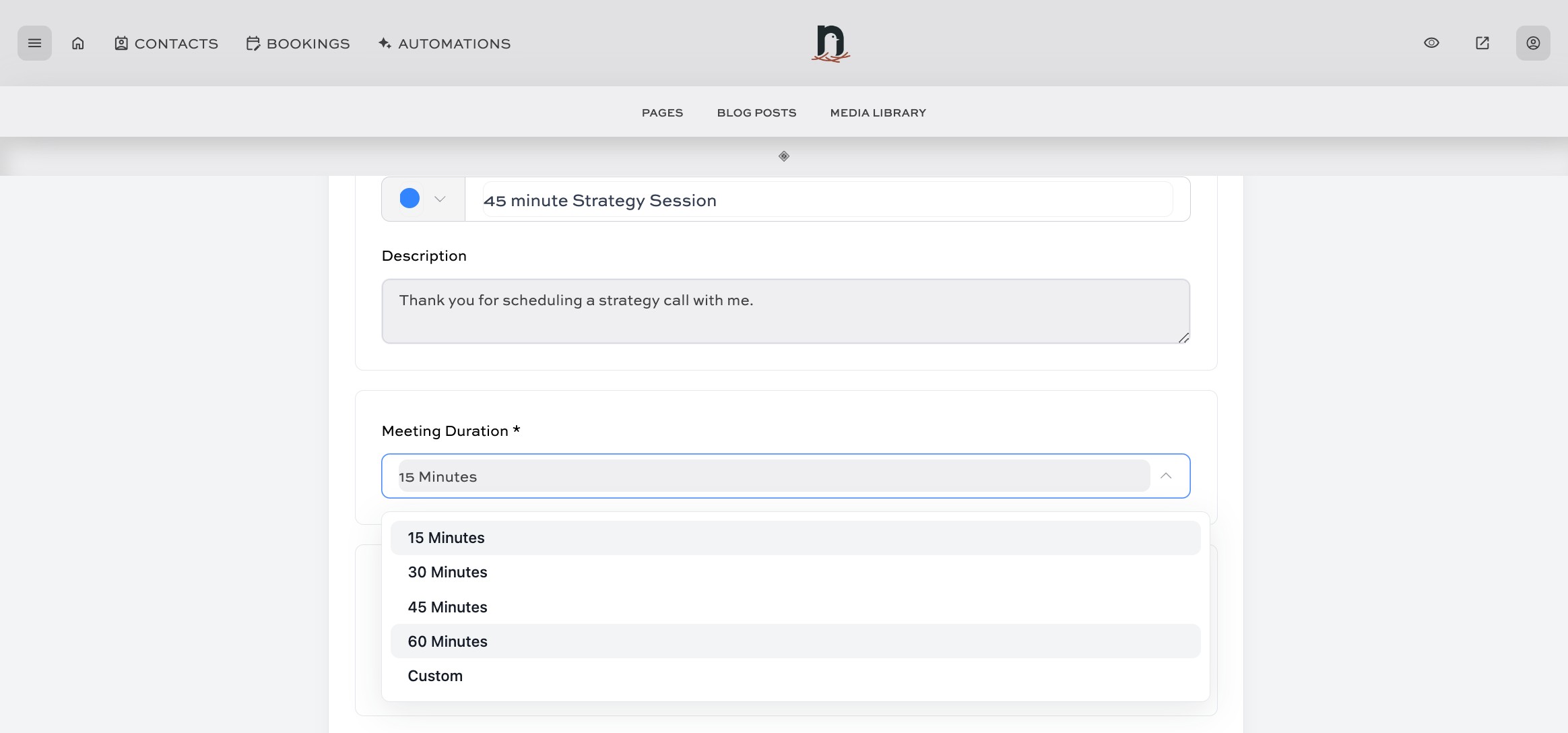 Select the Meeting Duration
