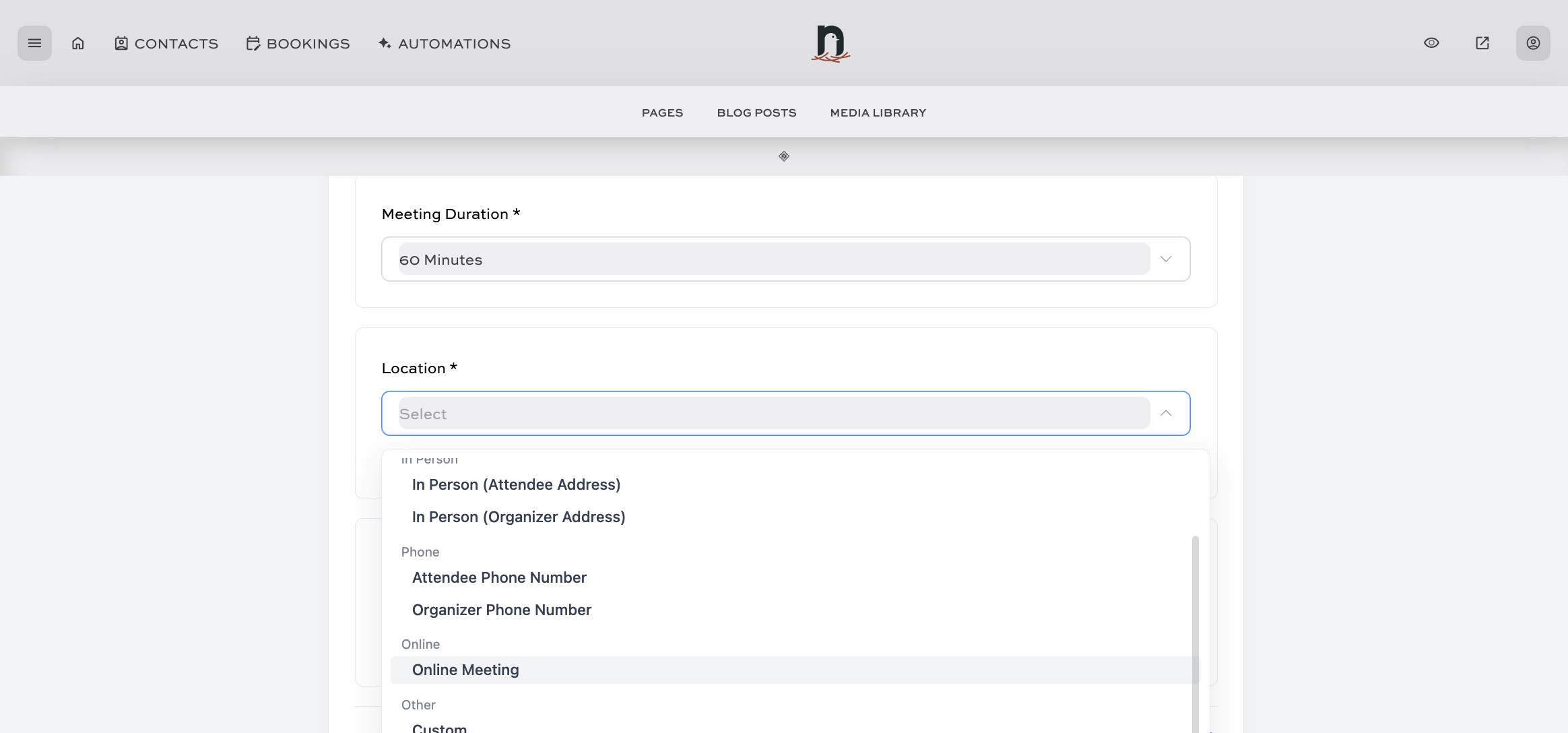 Select a 'Location'. 
