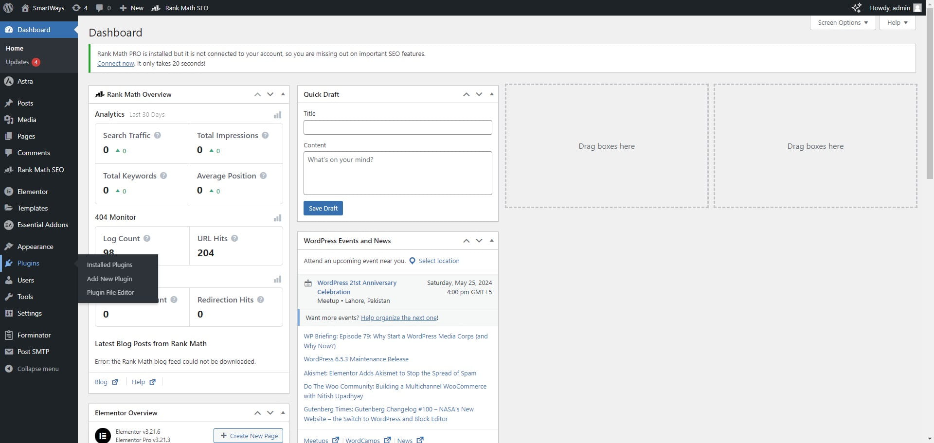 Once you are logged in to WordPress, Click on "Plugins" button