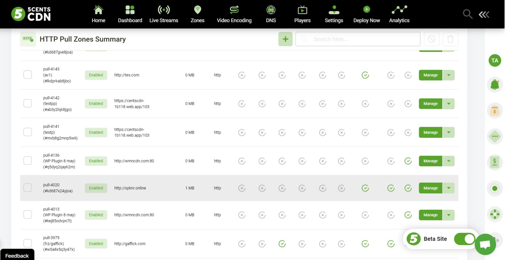 Click on "Manage" button of your zone