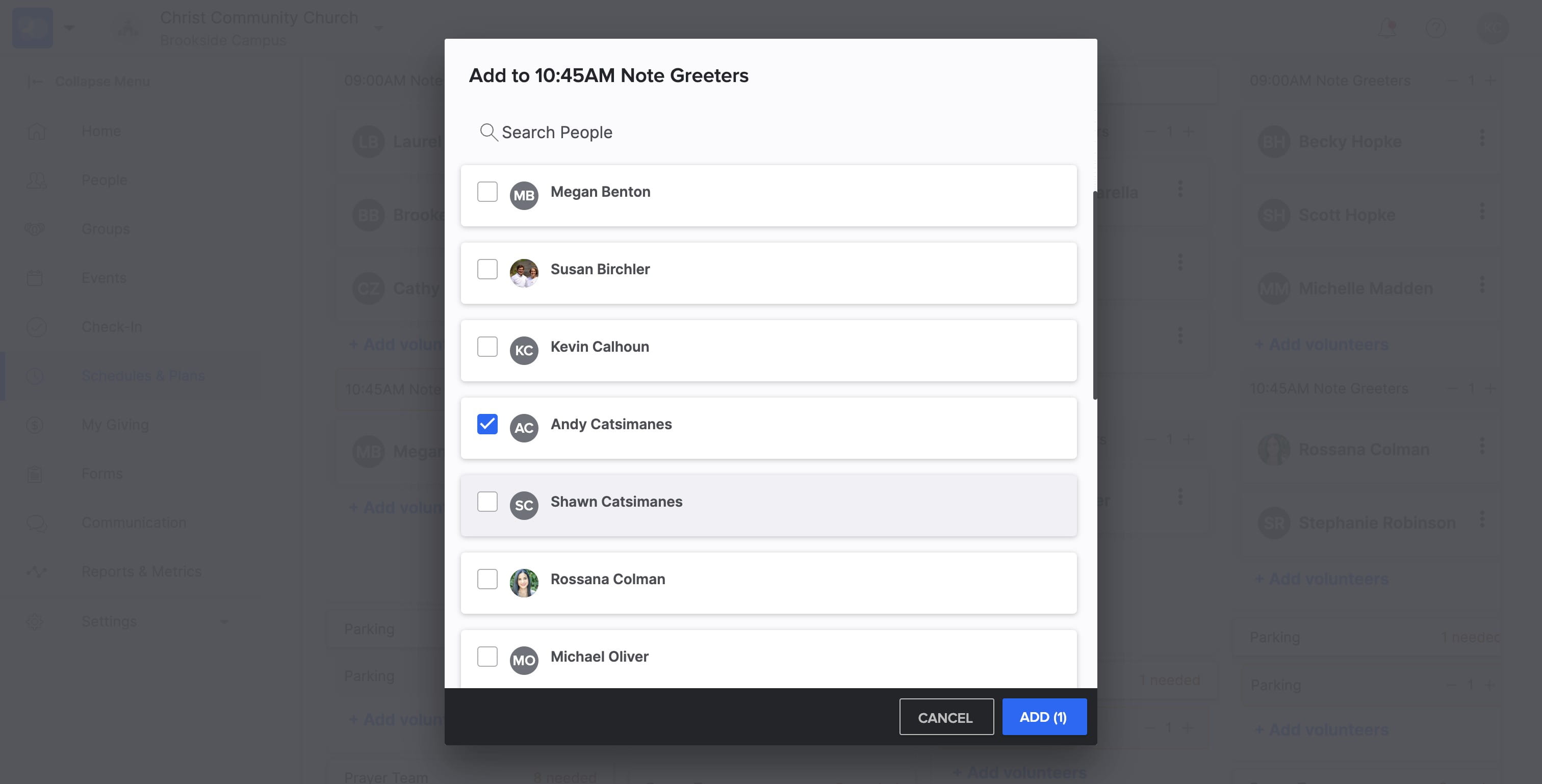 You can SELECT more than one person at a time to add them to the serve rotation