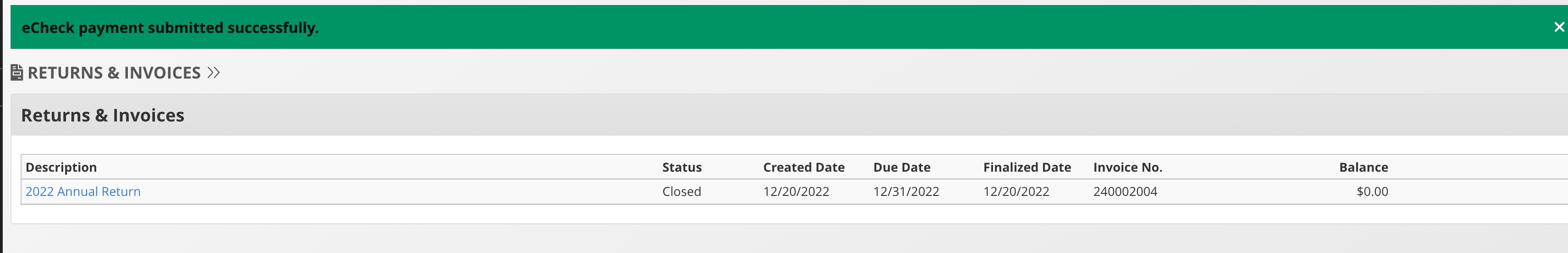 If payment is completed, you will be redirected back to the page with a success message.