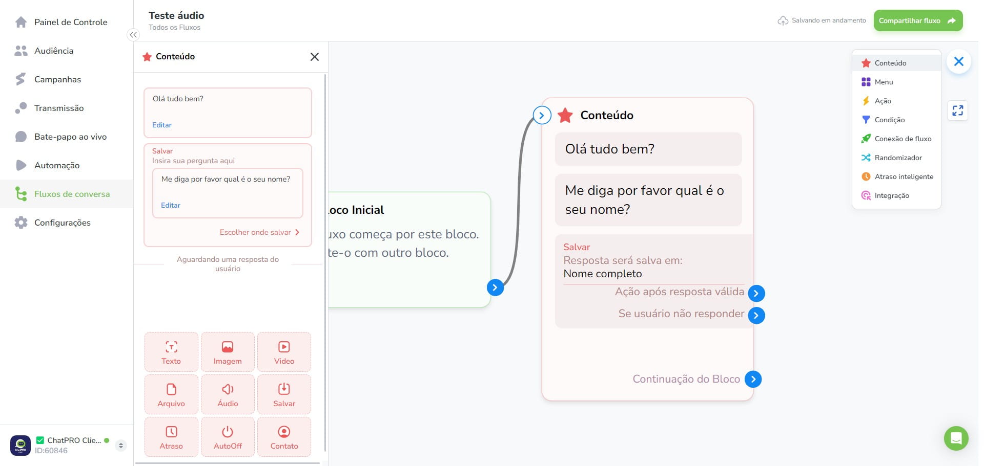 Click on "Conteúdo"