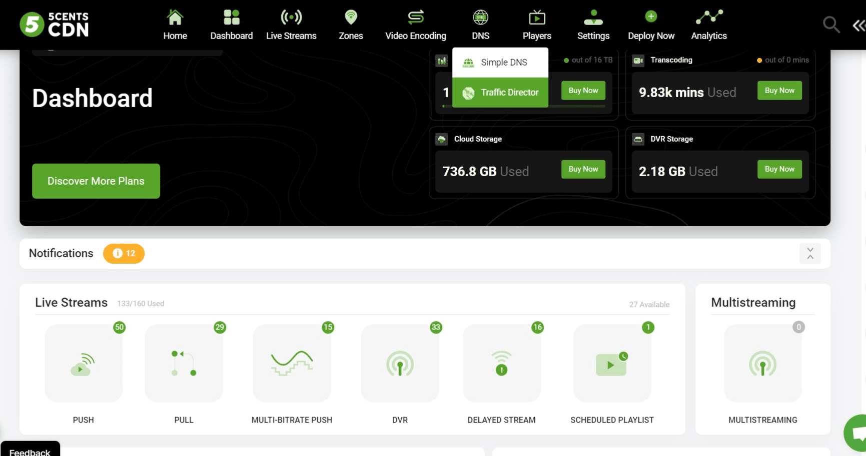 From the Dashboard > DNS > Click on "Traffic Director"