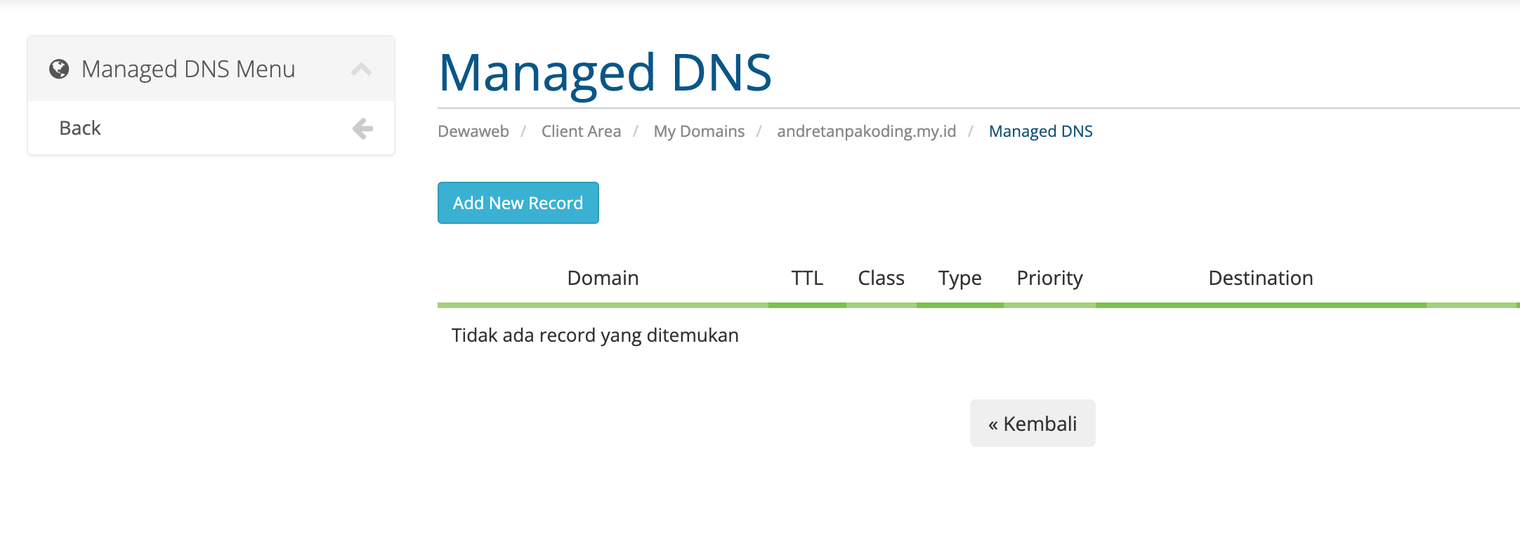 Klik "Add New Record"