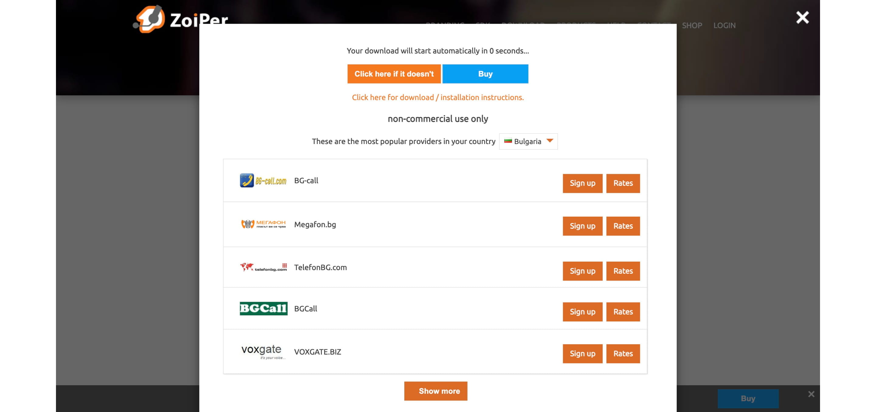 Скачивание установочного файла должно начаться автоматически, если этого не произошло, Вы можете нажать кнопку *Click here if it doesn't*