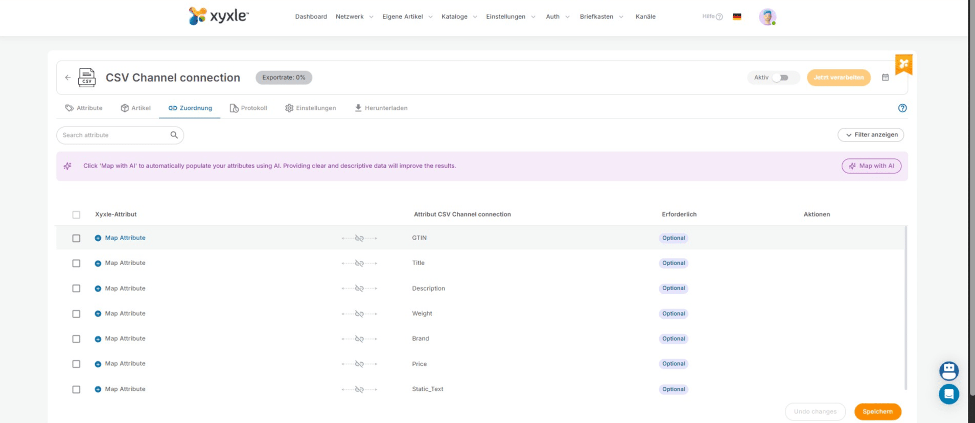 Cliquez ici pour mapper les attributs manuellement.