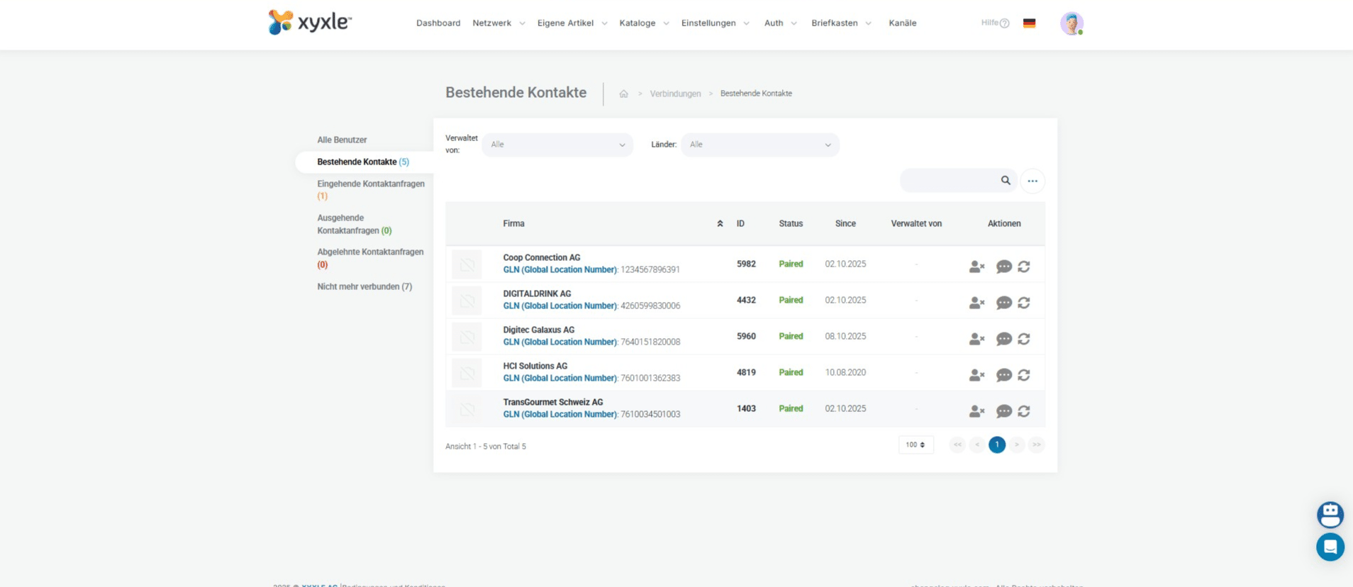 Pour ce compte, nous pouvons voir que nous avons déjà des connexions, que nous utiliserons dans nos exemples.