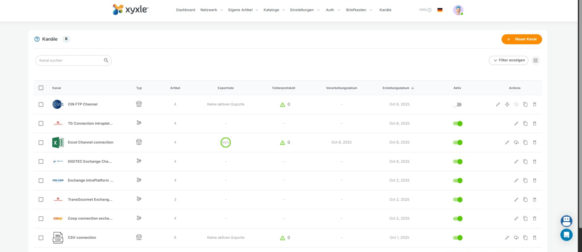 Cliquez sur Neuer Kanal pour créer une nouvelle chaîne.
