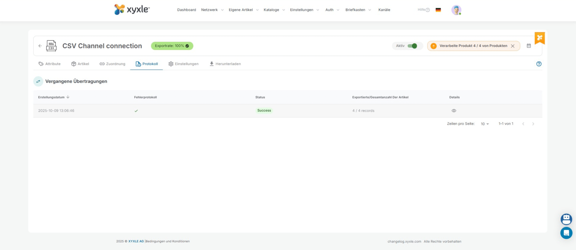 Nous pouvons voir que notre fichier CSV a été exporté avec succès, sans erreur.
