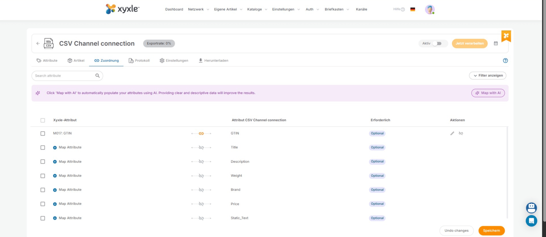 Cliquez sur cette icône pour mapper vos attributs avec l'IA.