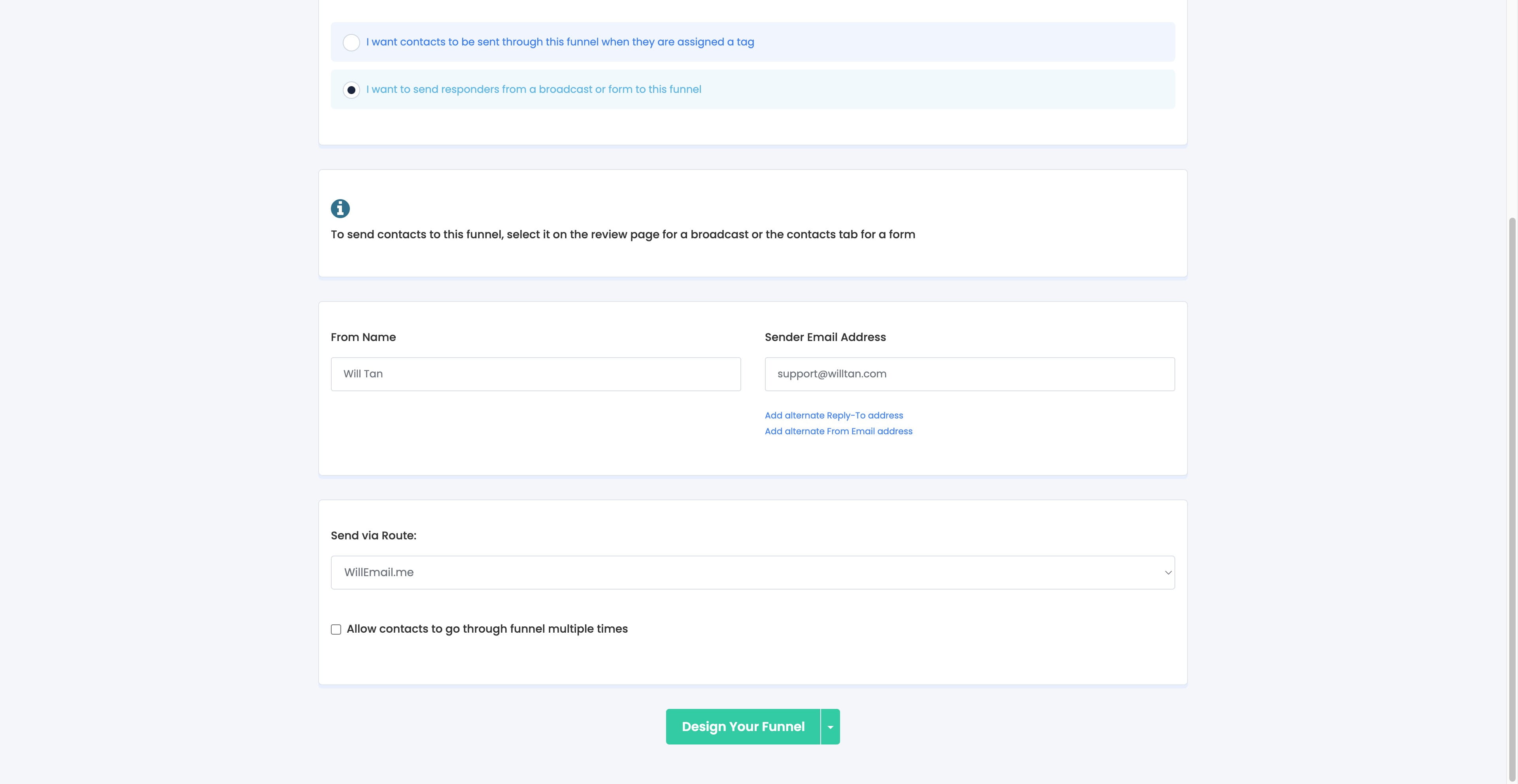 Click on "Design Your Funnel"