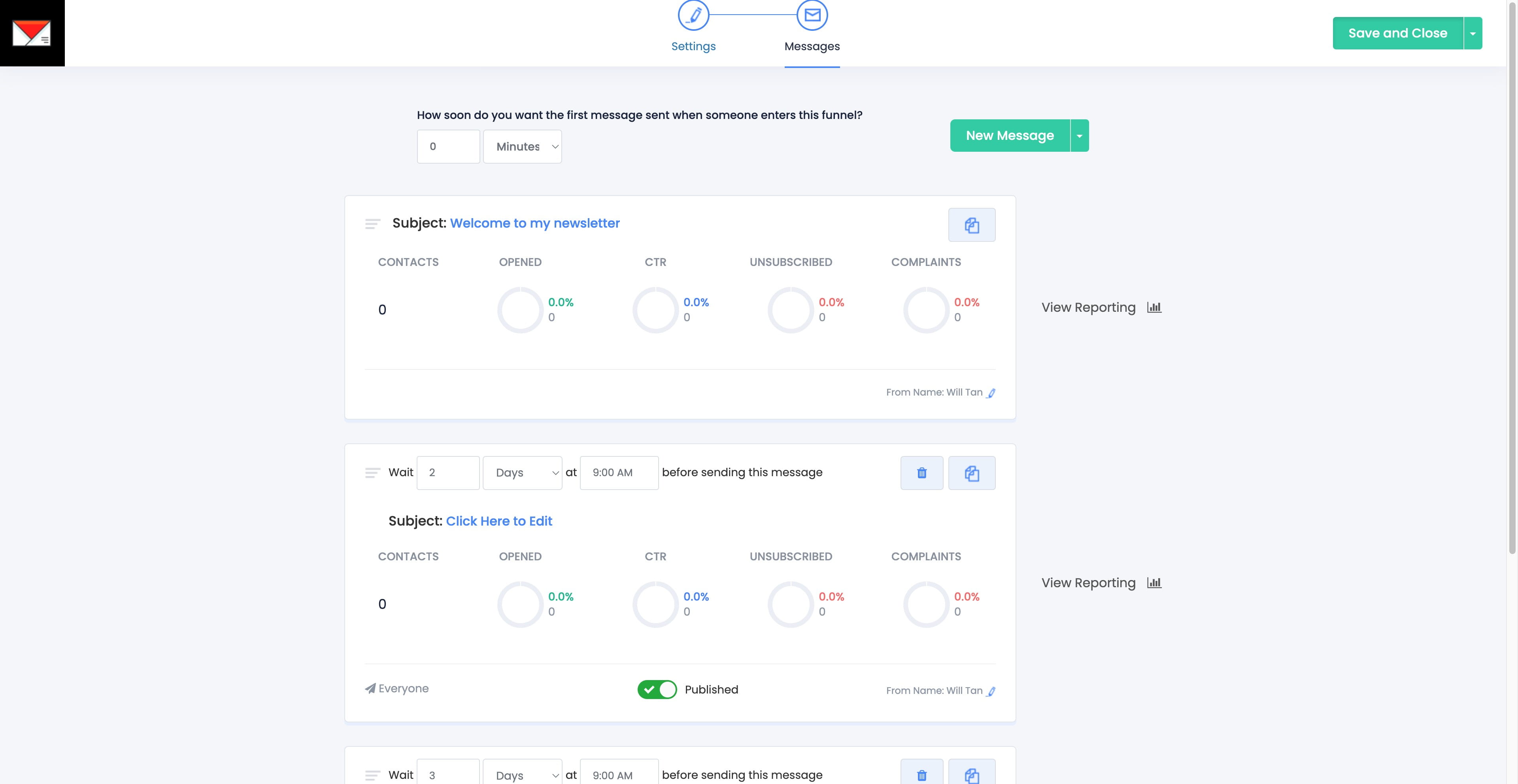 Click on "Save and Close"