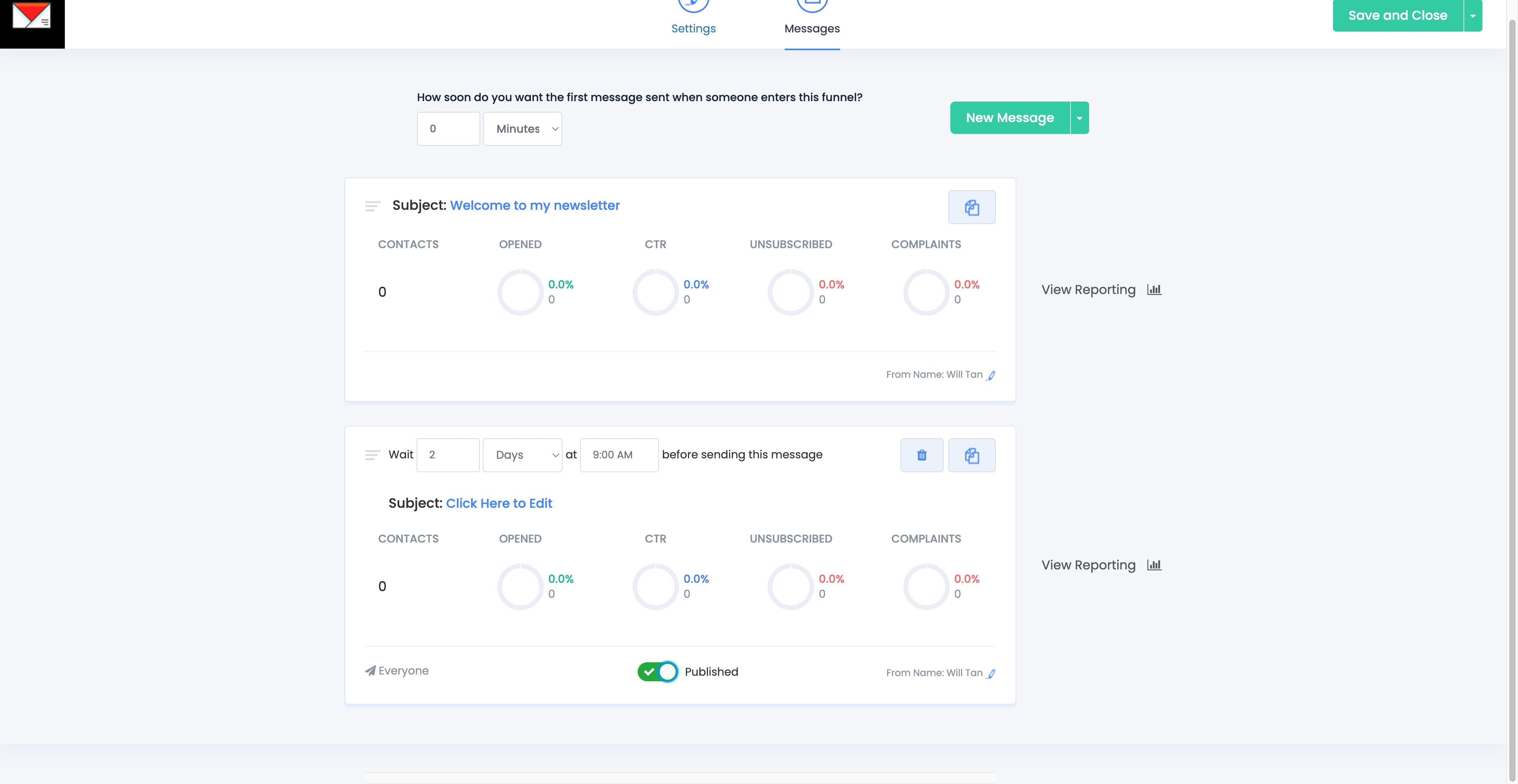 Click on "New Message"