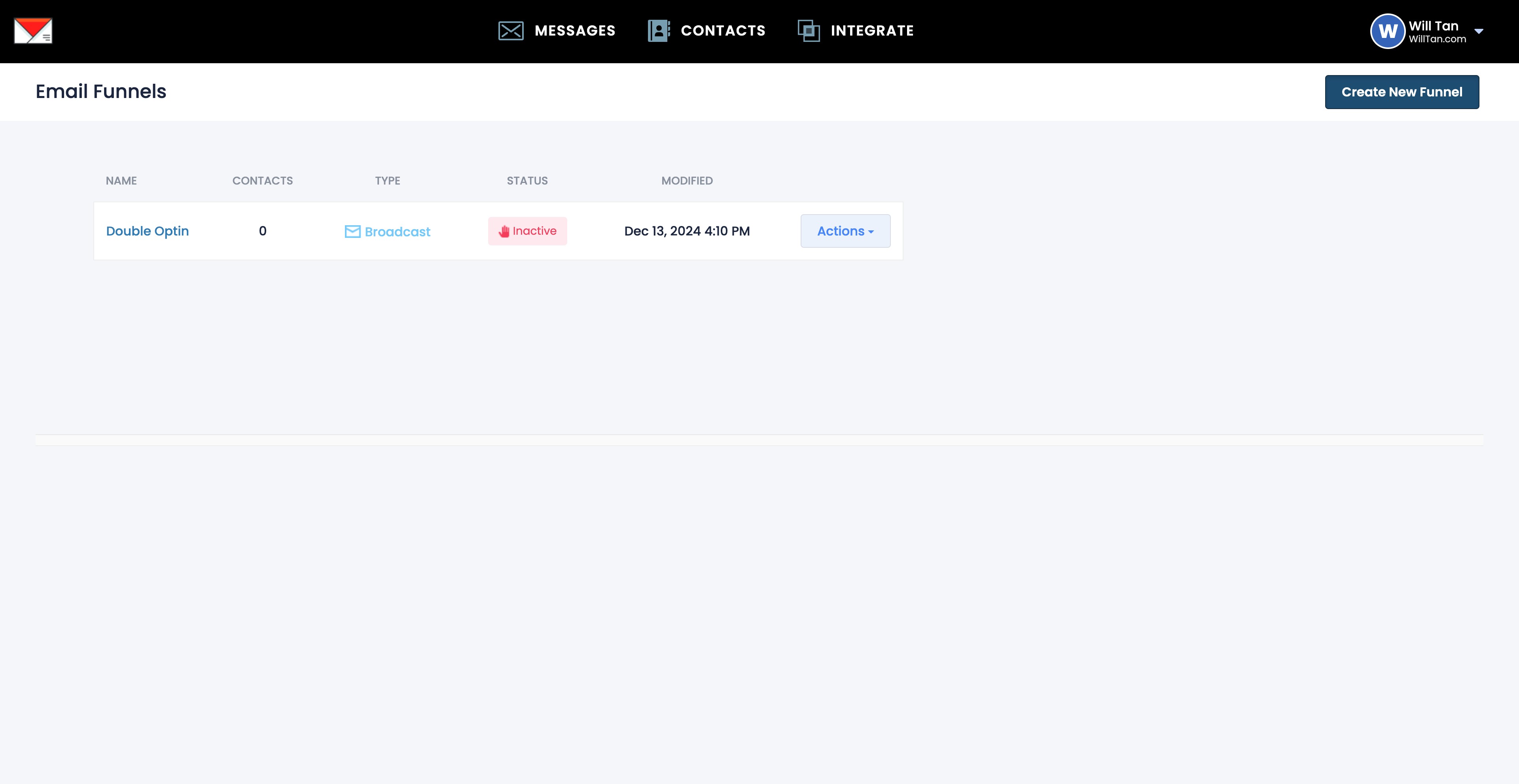Click on "Create New Funnel"